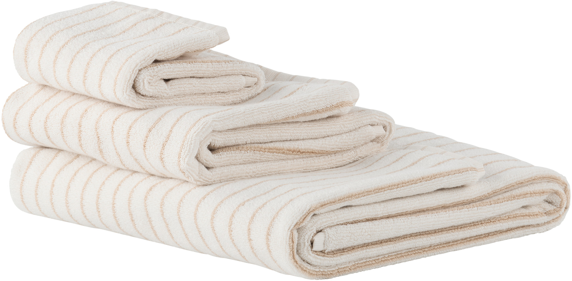 Tekla - Off-White & Tan Striped Towel Set, 3 pcs