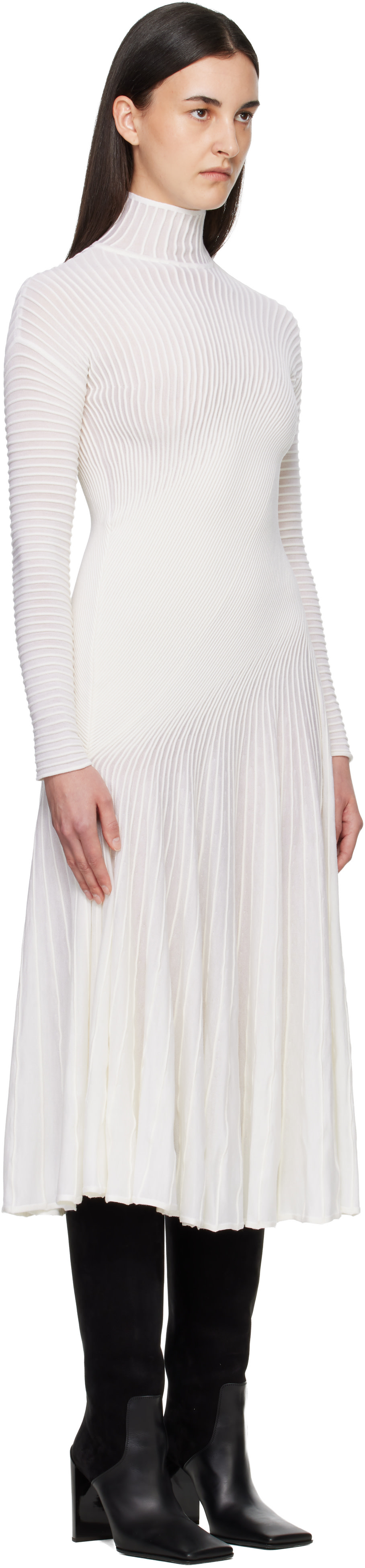 ALAA: White Twisted Fine Wool Midi Dress | SSENSE Germany ALAA: White Twisted Fine Wool Midi Dress | SSENSE Germany