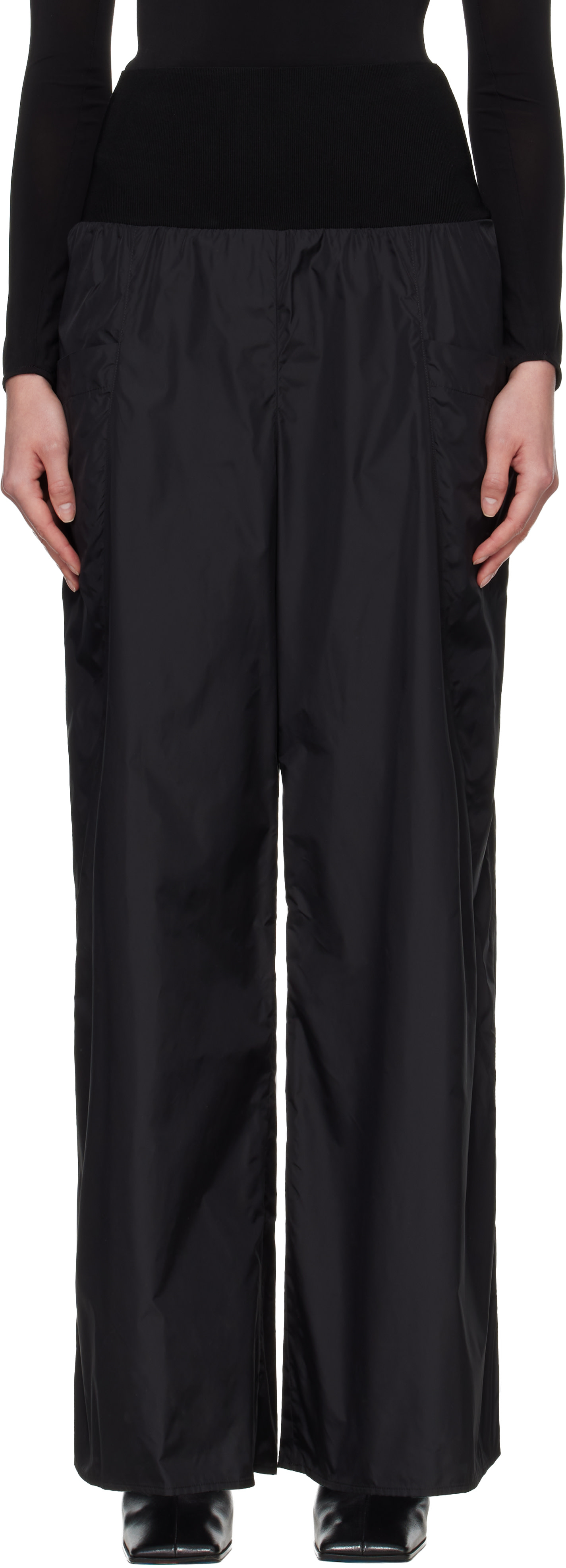 ALAÏA: Black Nylon Track Pants | SSENSE