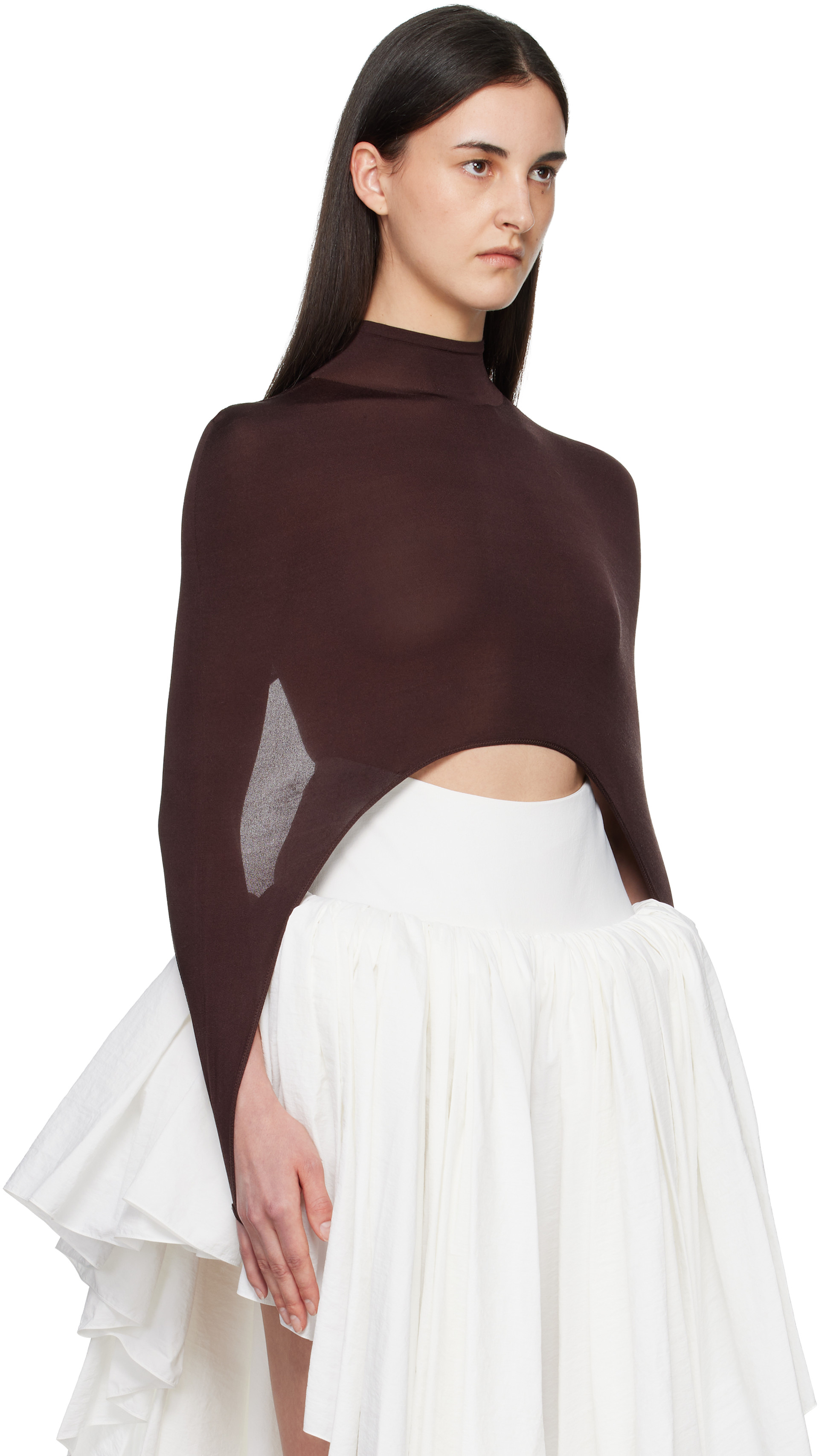 ALAÏA - Haut Tension brun à effet seconde peau