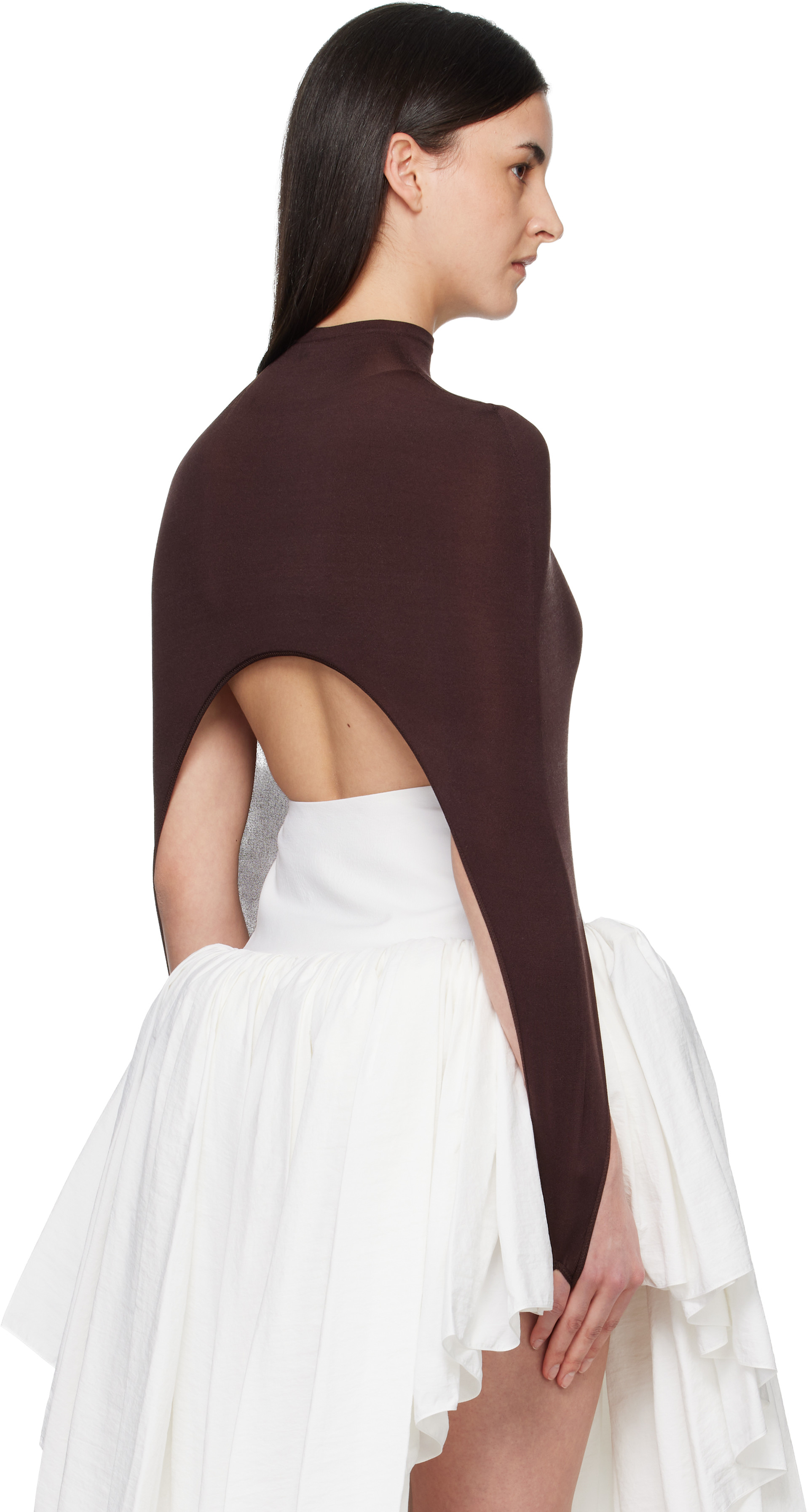 ALAÏA - Haut Tension brun à effet seconde peau