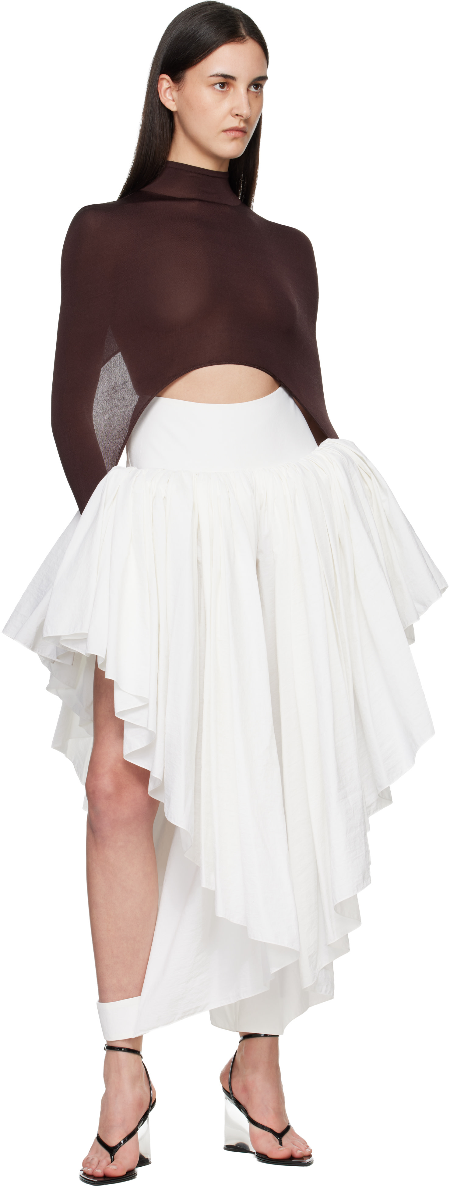 ALAÏA - Haut Tension brun à effet seconde peau