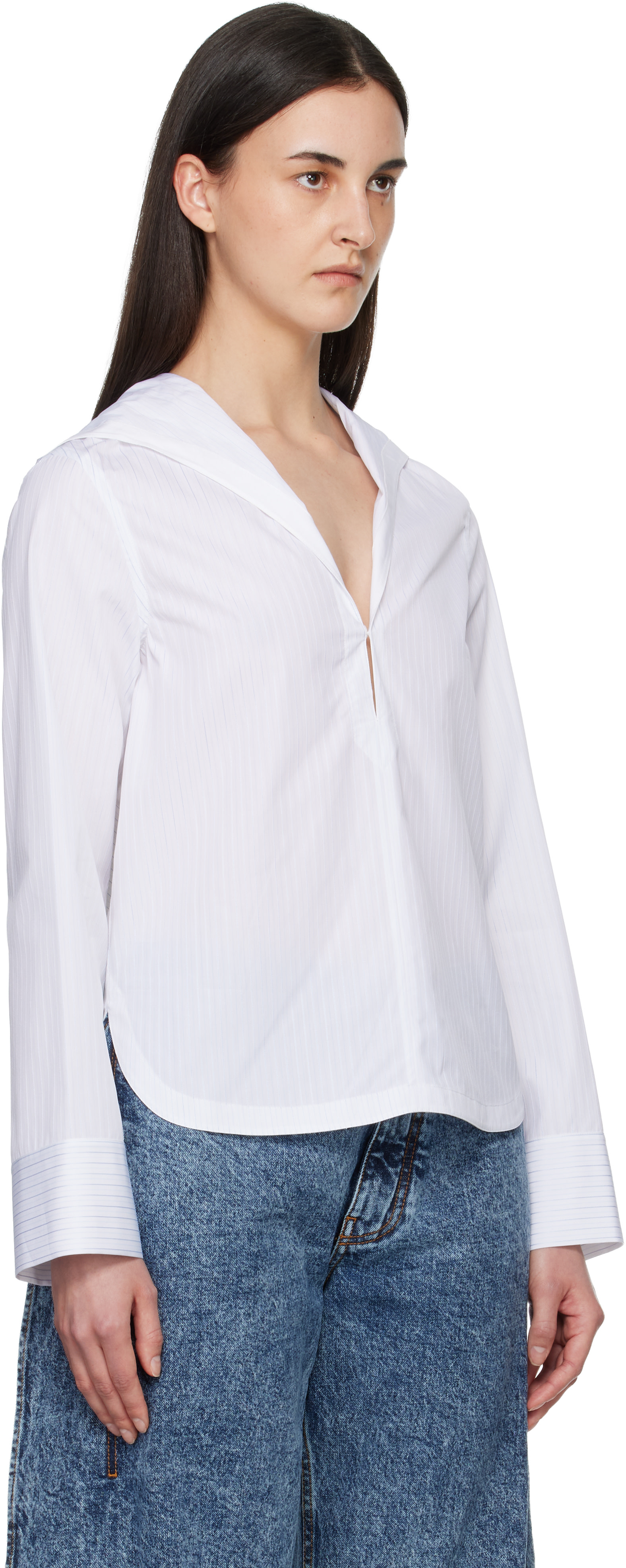 ALAÏA - Chemise blanche en popeline à capuche