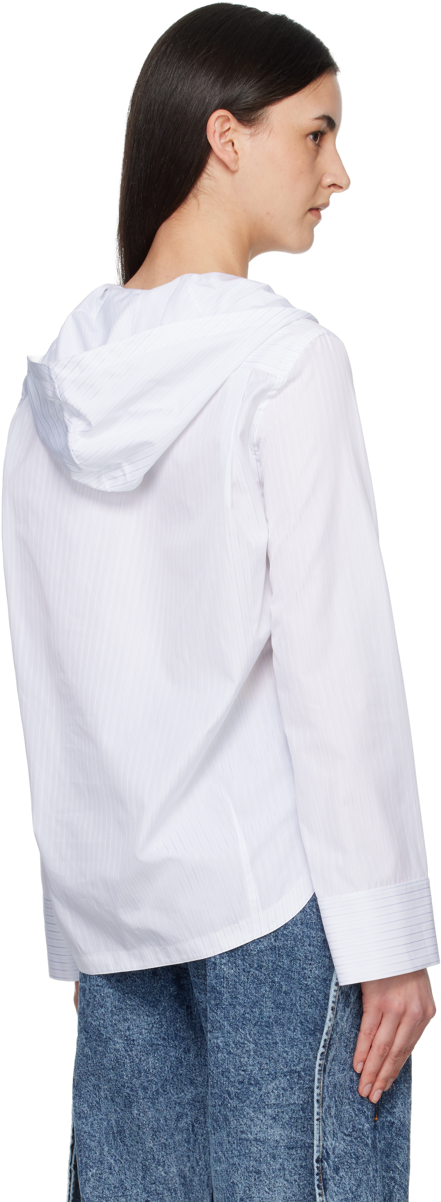ALAÏA - Chemise blanche en popeline à capuche