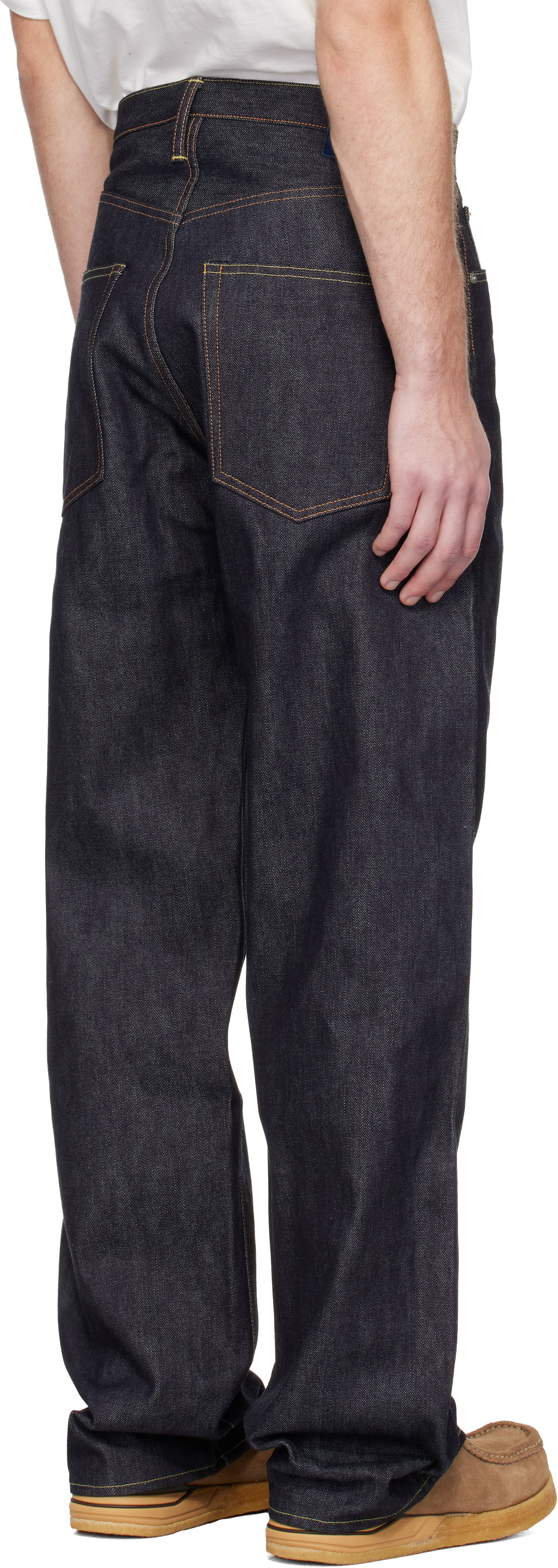 visvim: Navy Social Sculpture 01 Ex WD Unwashed Jeans | SSENSE