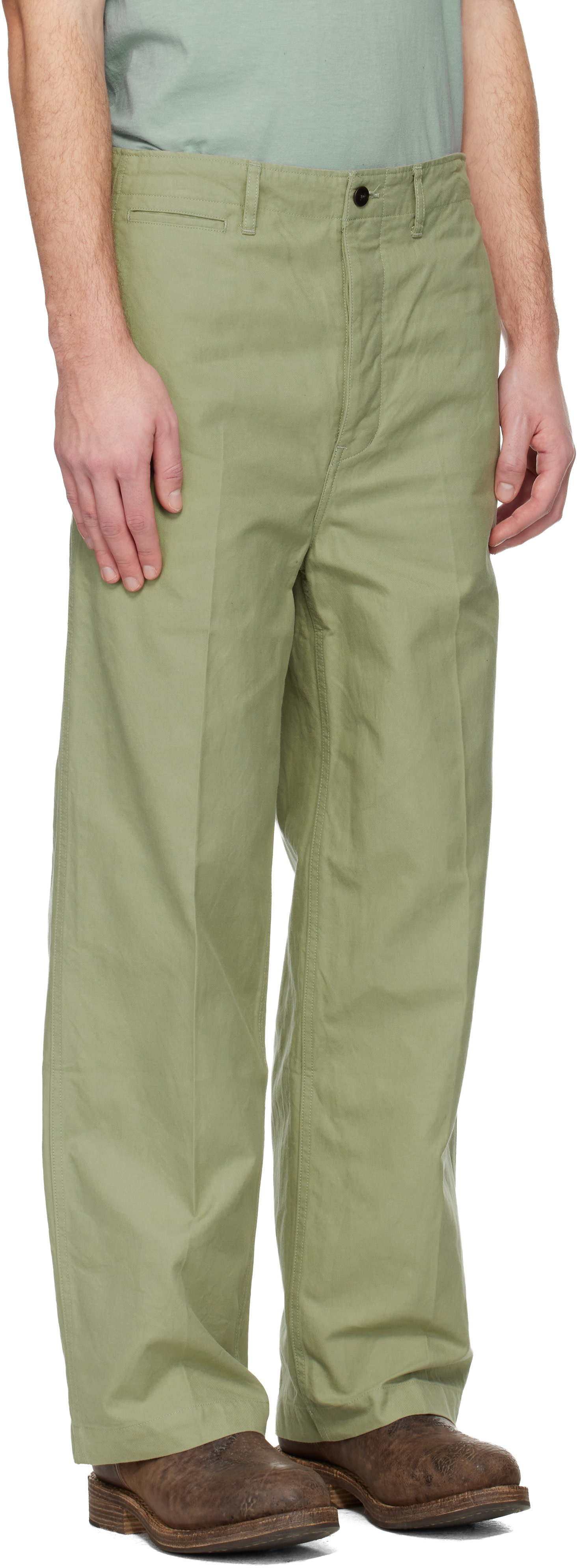 visvim - Pantalon chino ample Ex vert