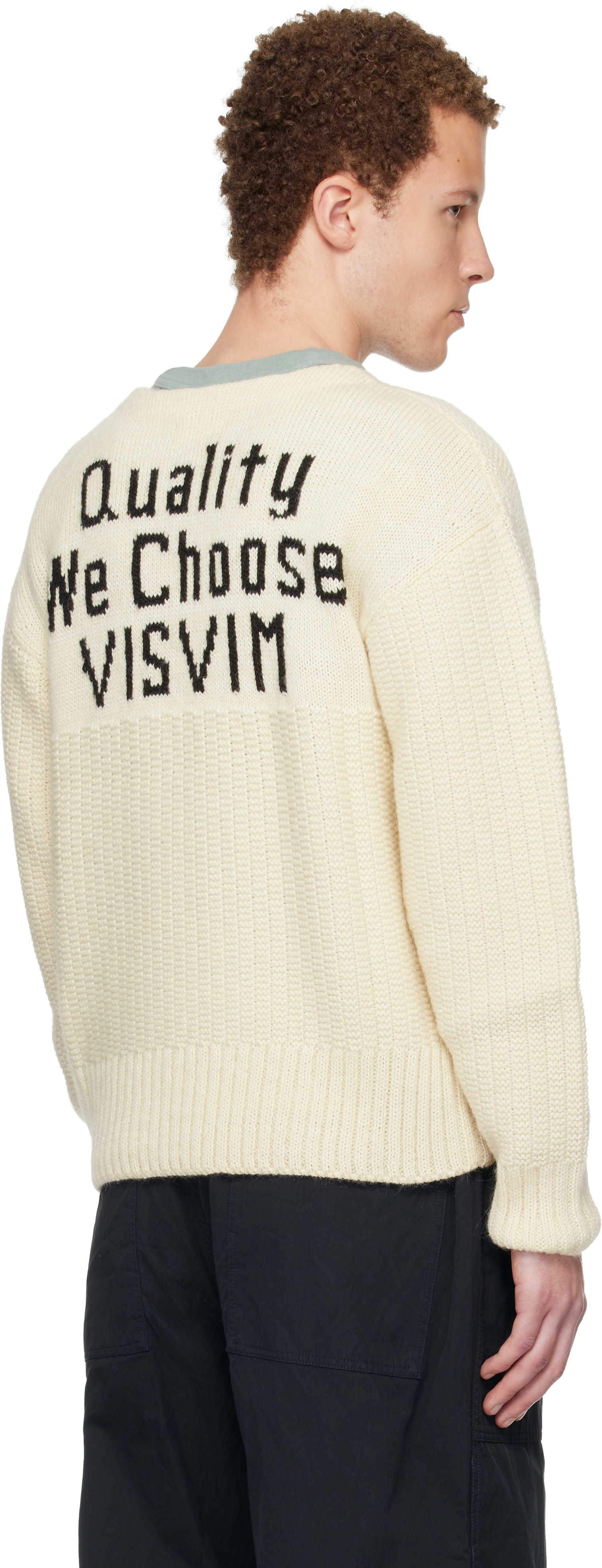 visvim - Pull blanc cassé en tricot