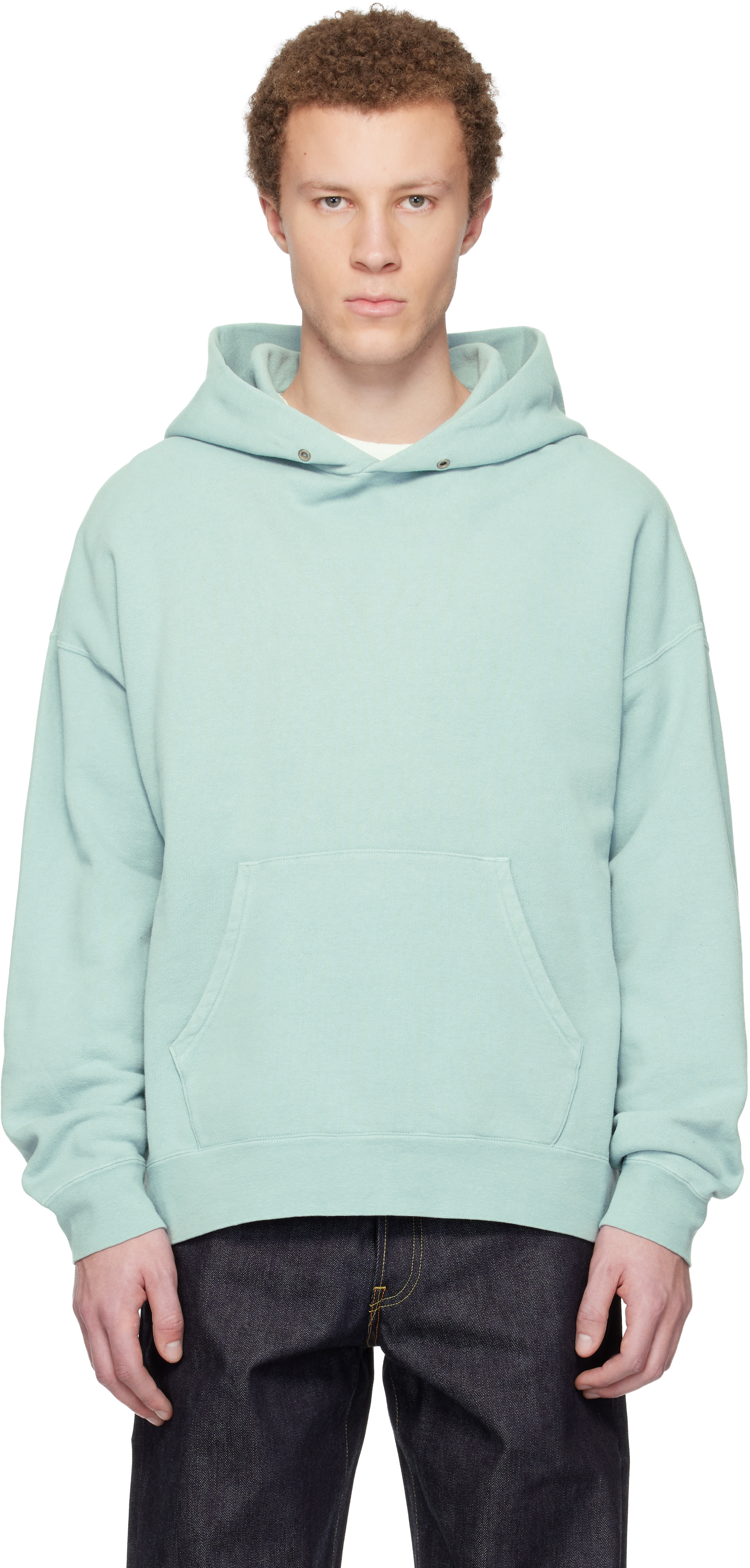 visvim: Blue Jumbo SB P.O. DMGD Hoodie | SSENSE Canada
