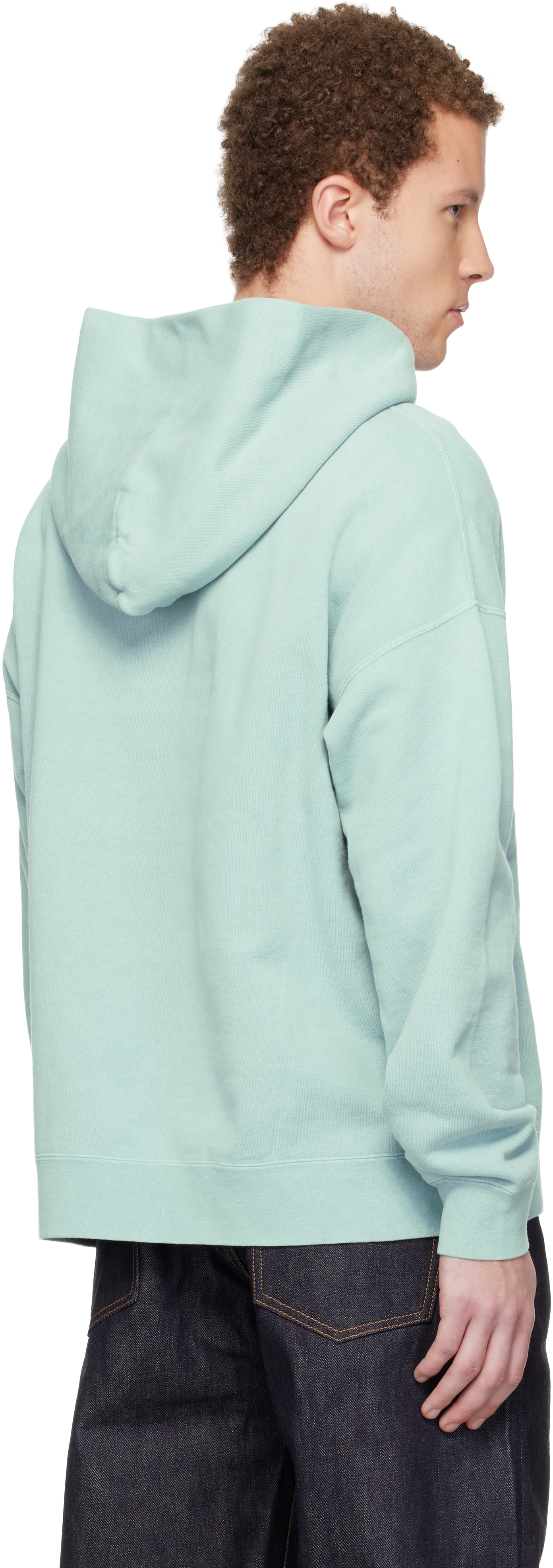 visvim: Blue Jumbo SB P.O. DMGD Hoodie | SSENSE