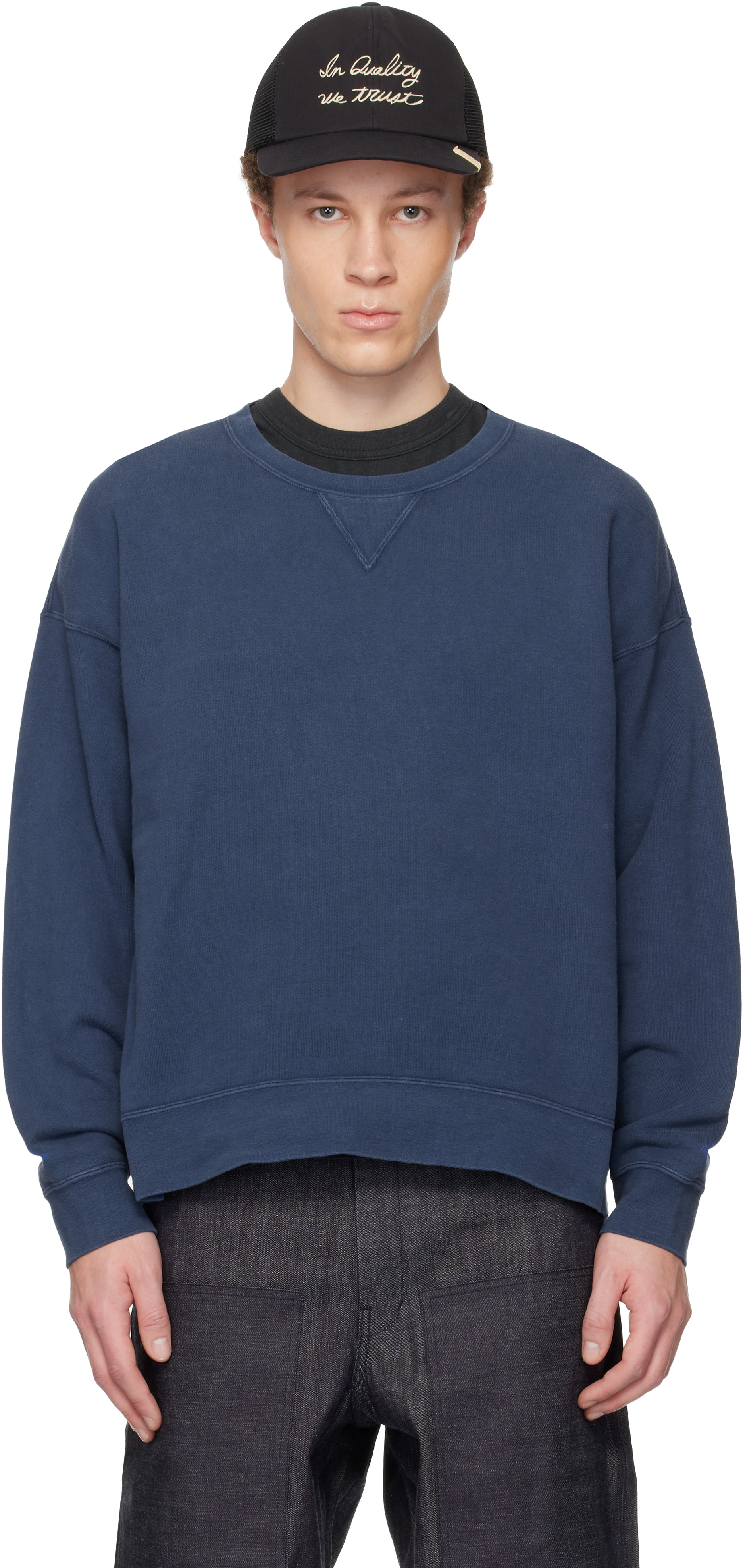 visvim - 블루 점보 SB L/S DMGD 스웨트셔츠