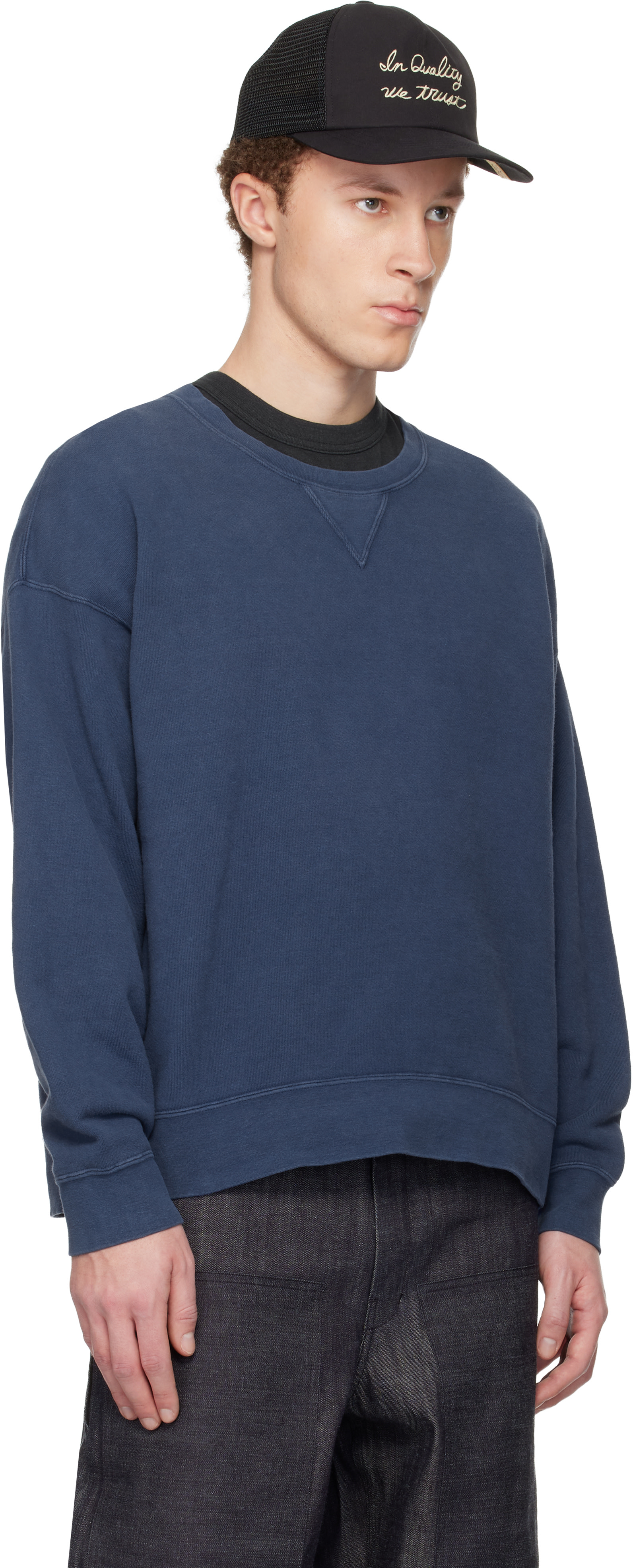 visvim - Pull molletonné surdimensionné bleu
