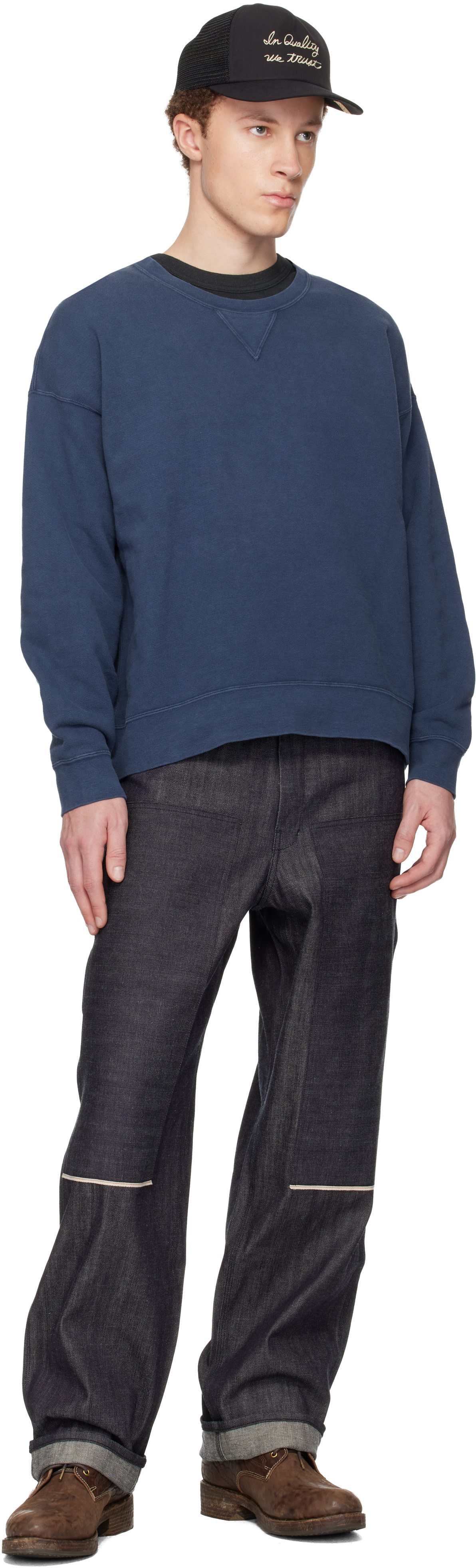 visvim - 블루 점보 SB L/S DMGD 스웨트셔츠