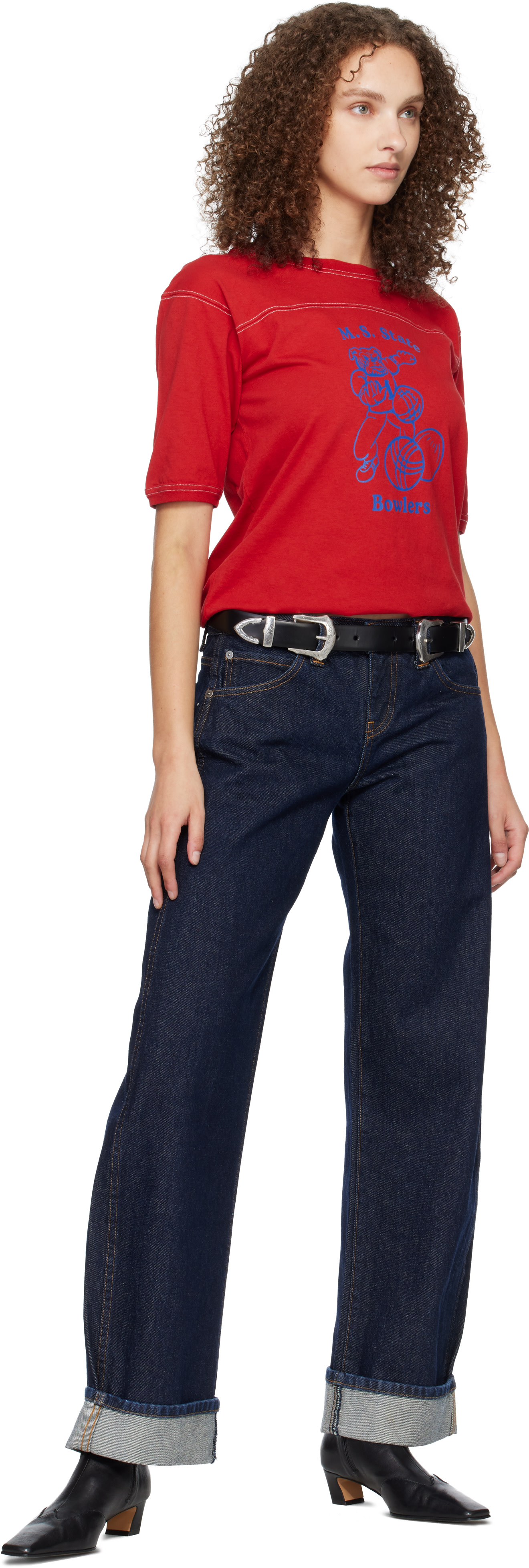 Toga Pulla: Black Double Buckle Wide Belt | SSENSE