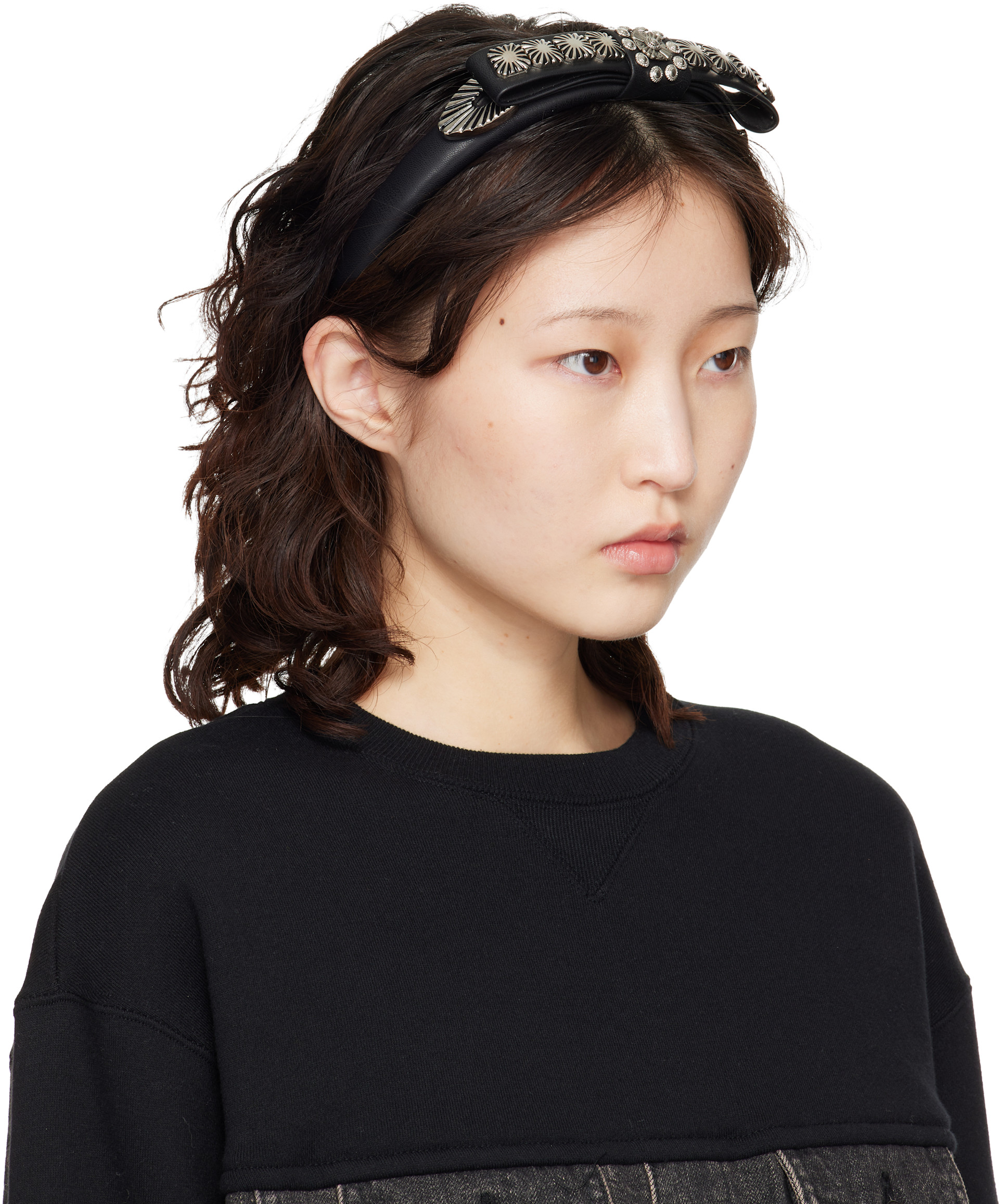 正規 TOGA TOO トーガ l ribbon headband 黒 Toga Pulla: Black Metal Ribbon Headband | SSENSE