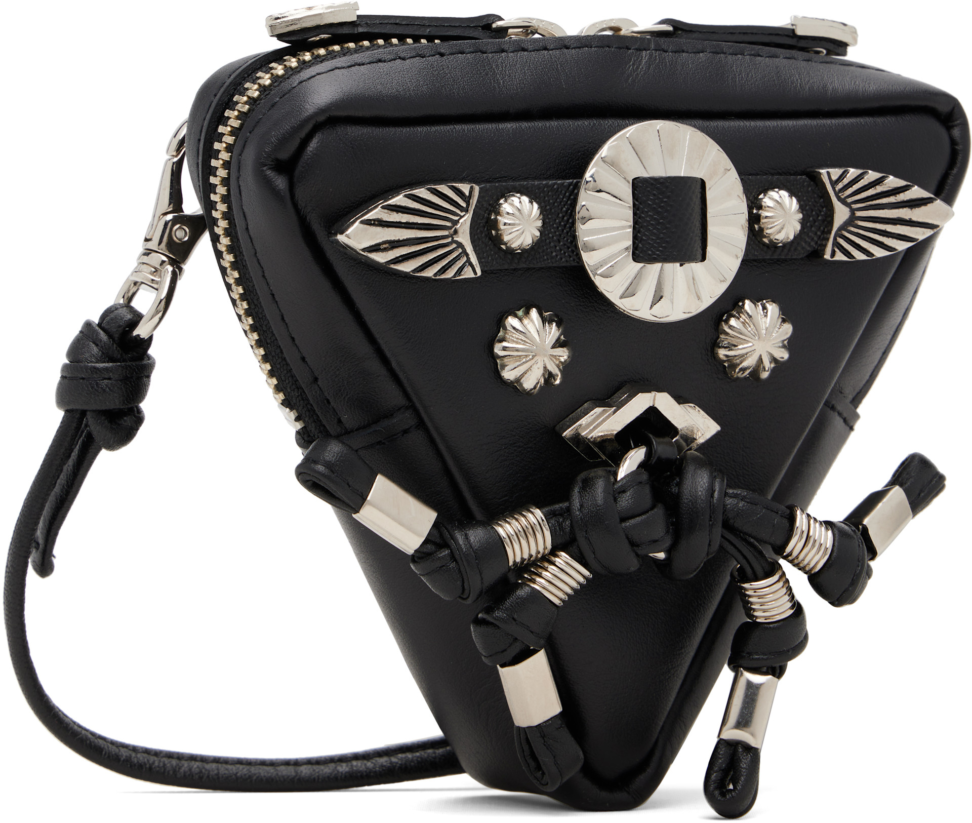 Toga Pulla: Black Triangle Shoulder Bag | SSENSE