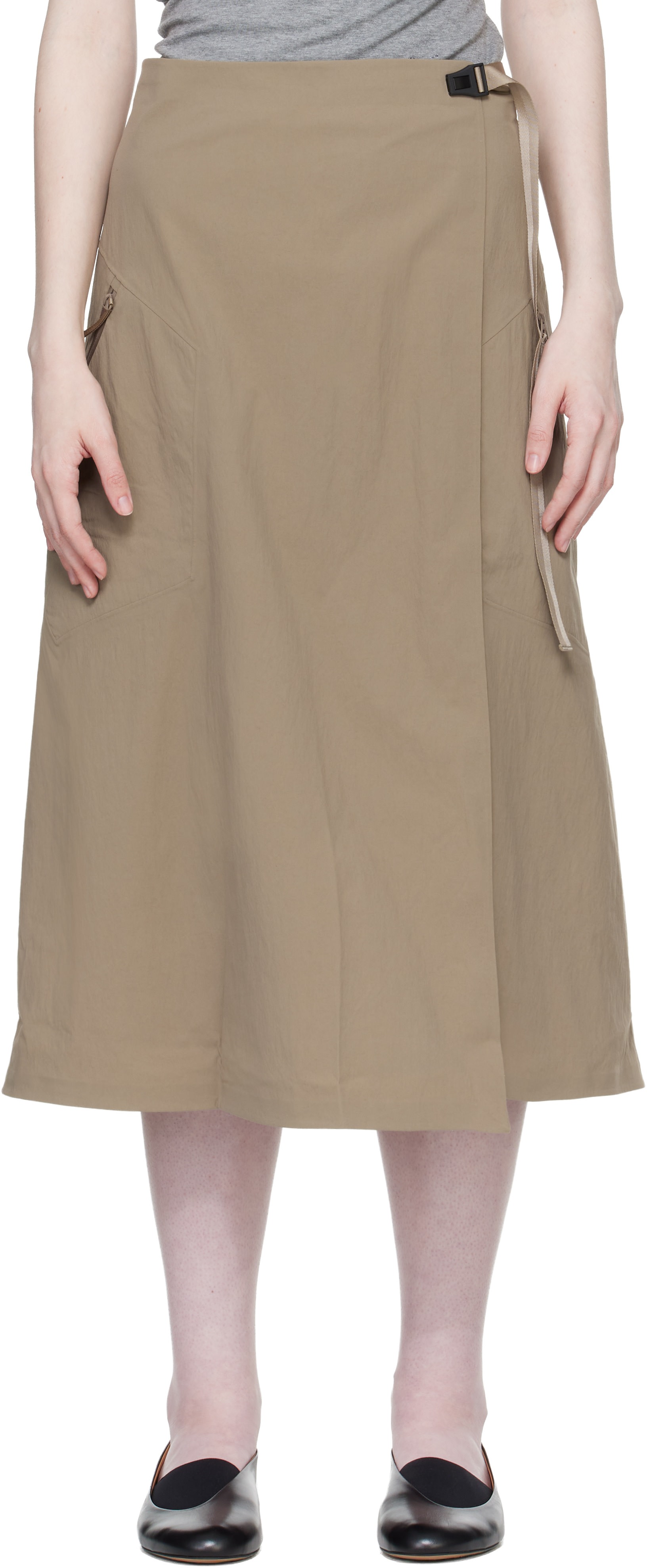 Veilance - Jupe midi Lota beige