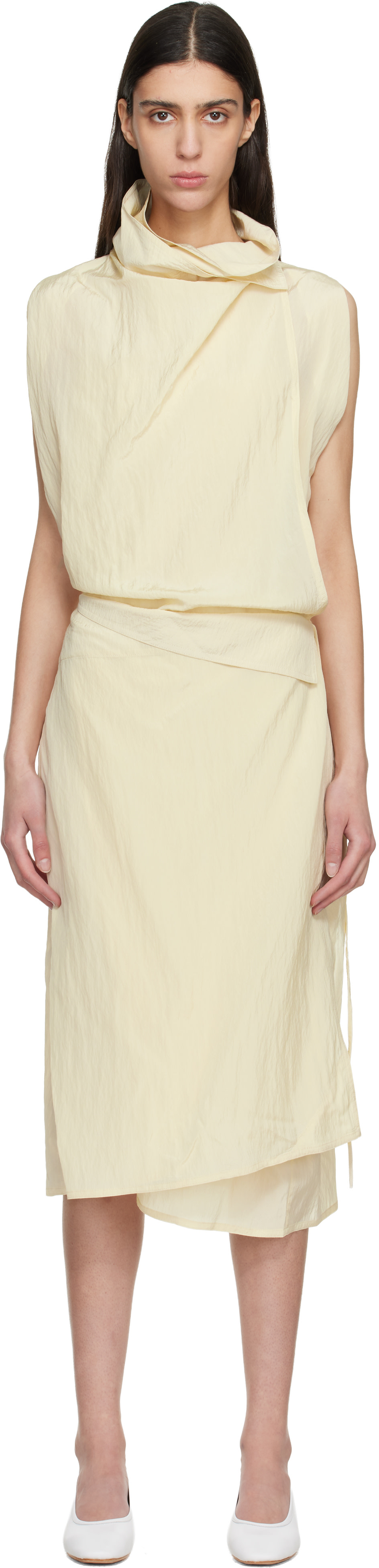 LE17SEPTEMBRE - Robe midi cache-cœur Celia blanc cassé