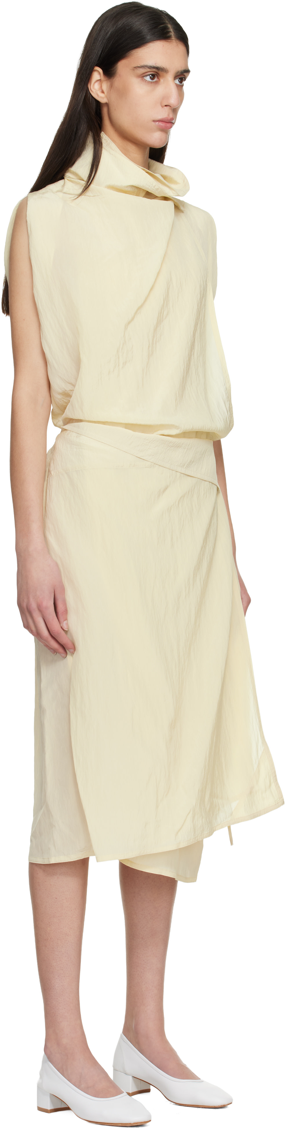 LE17SEPTEMBRE - Robe midi cache-cœur Celia blanc cassé
