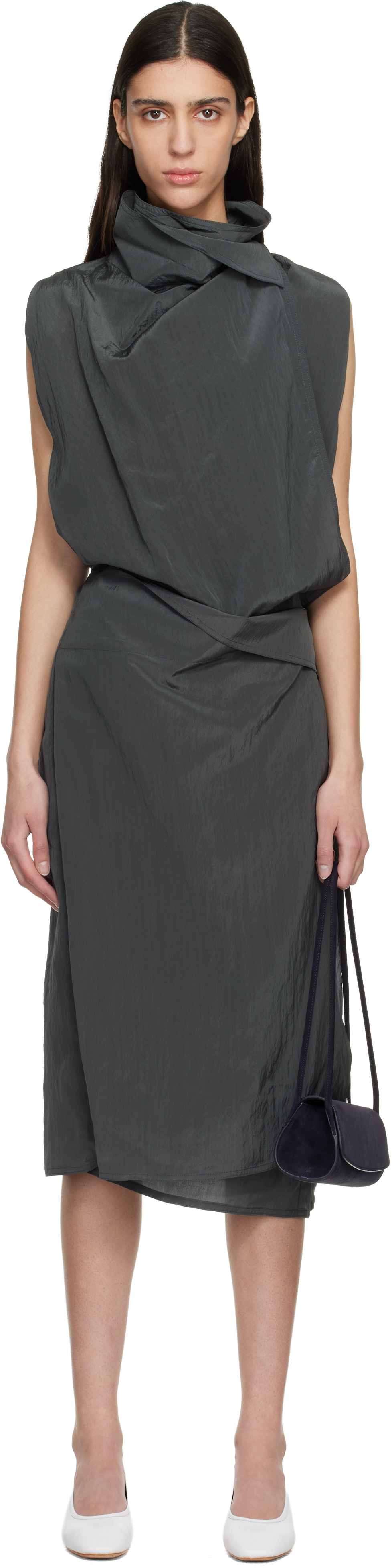 LE17SEPTEMBRE - Robe midi cache-cœur Celia noire