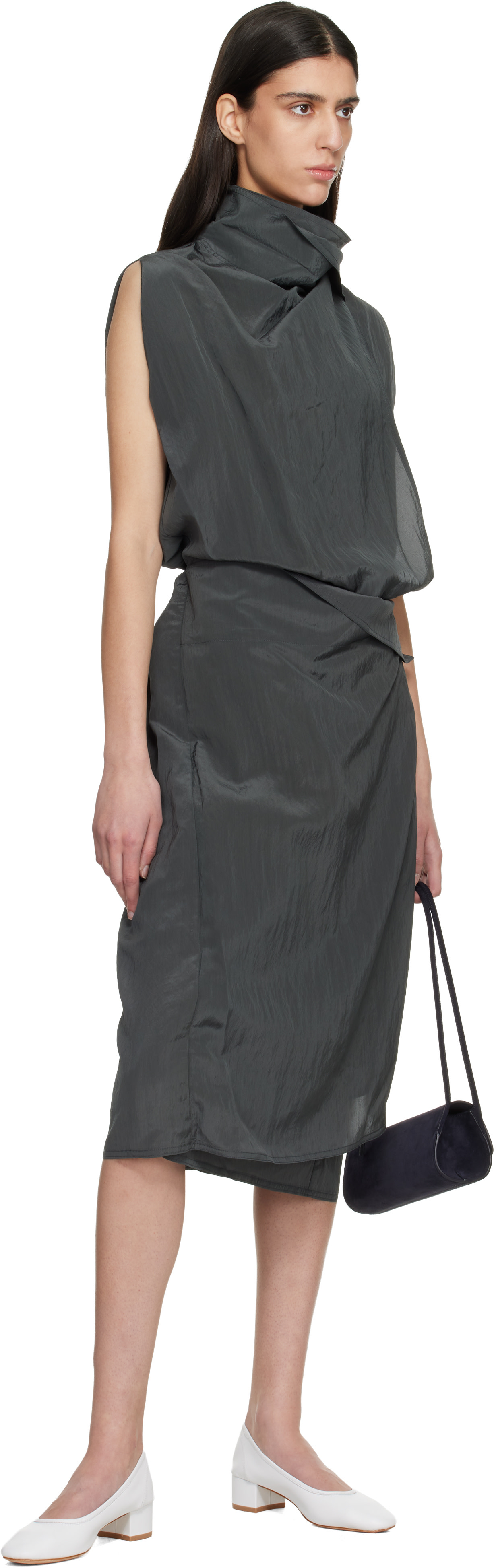 LE17SEPTEMBRE - Robe midi cache-cœur Celia noire
