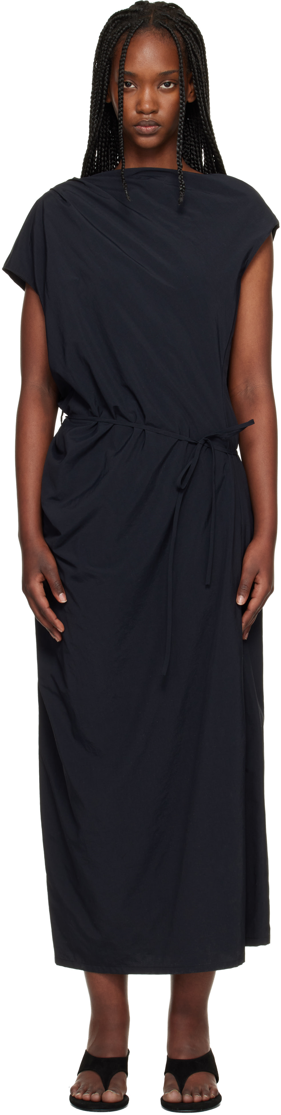LE17SEPTEMBRE - Robe midi asymétrique drapée noire
