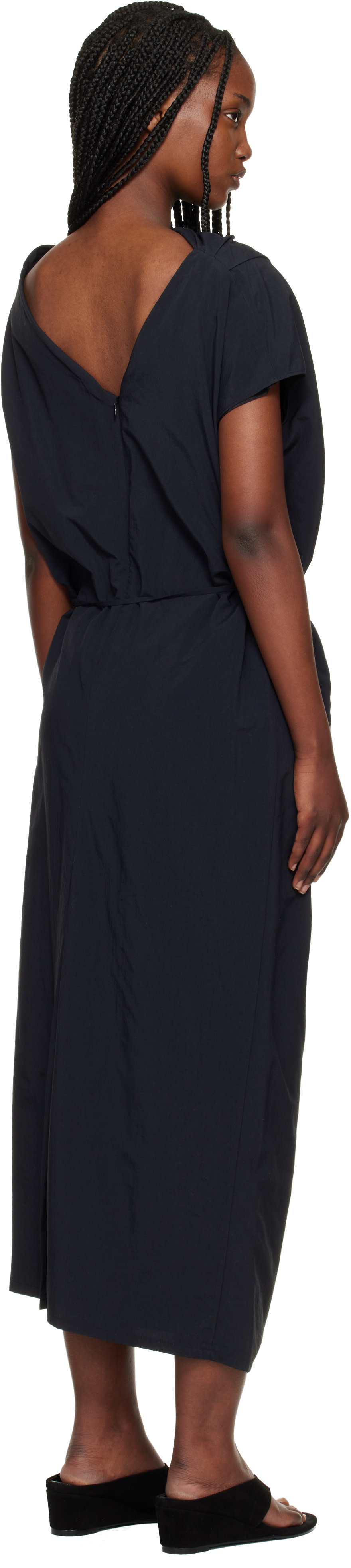 LE17SEPTEMBRE - Robe midi asymétrique drapée noire