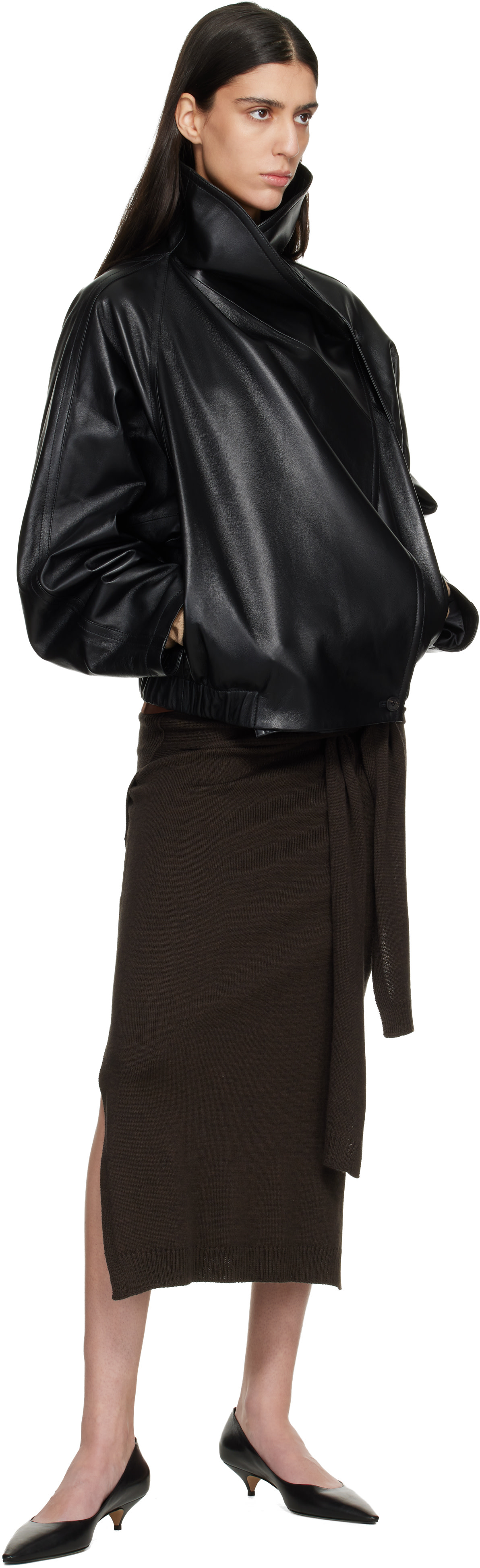 LE17SEPTEMBRE: Black Sculptured Leather Jacket | SSENSE