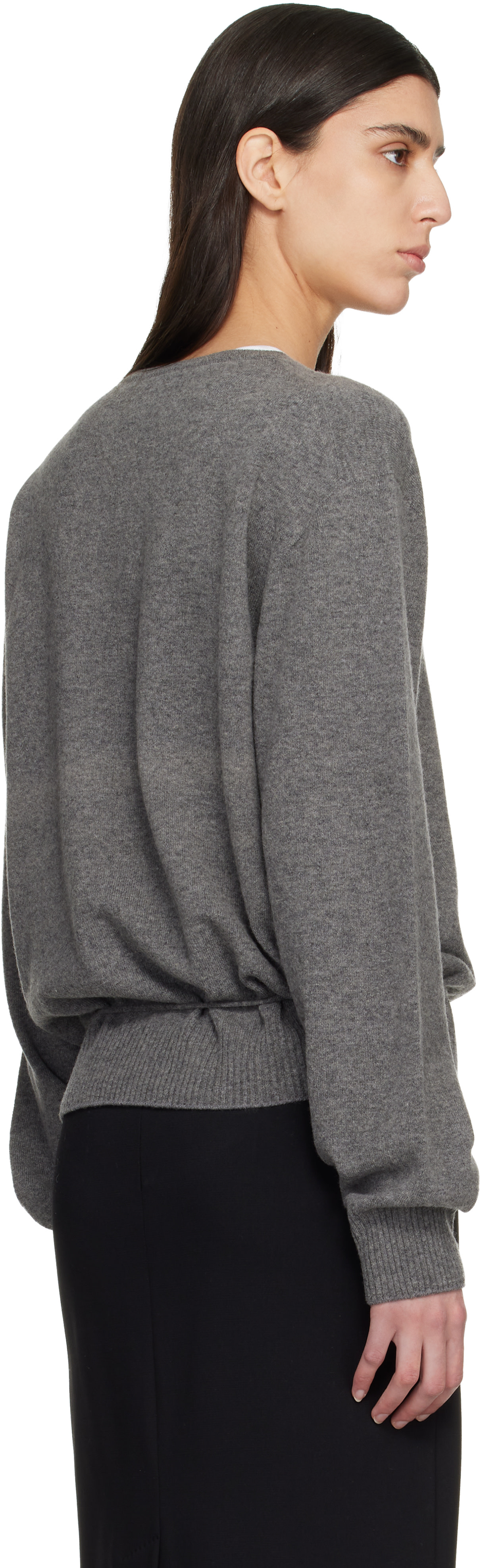 LE17SEPTEMBRE - Pull Wholegarment gris à col en V