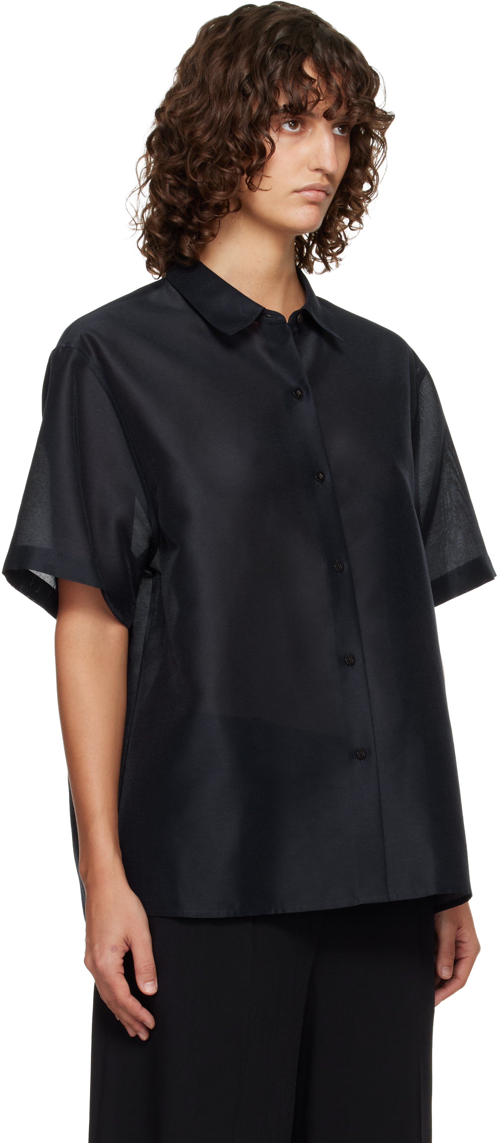 LE17SEPTEMBRE - Chemise transparente structurée bleu marine