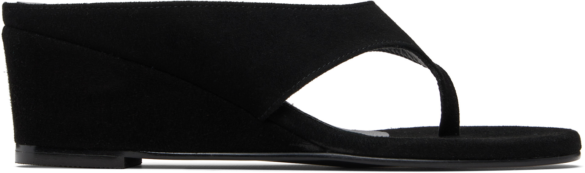 LE17SEPTEMBRE: Black Suede Wedge Heeled Sandals | SSENSE
