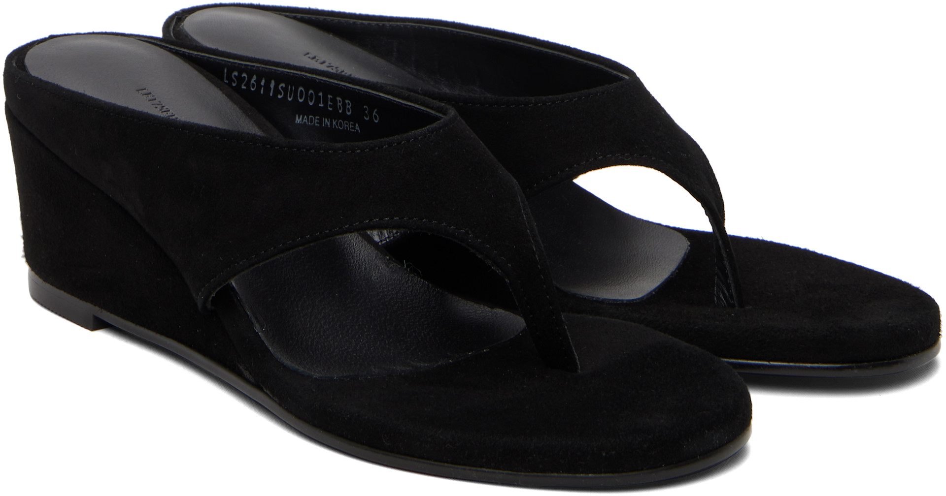 LE17SEPTEMBRE: Black Suede Wedge Heeled Sandals | SSENSE