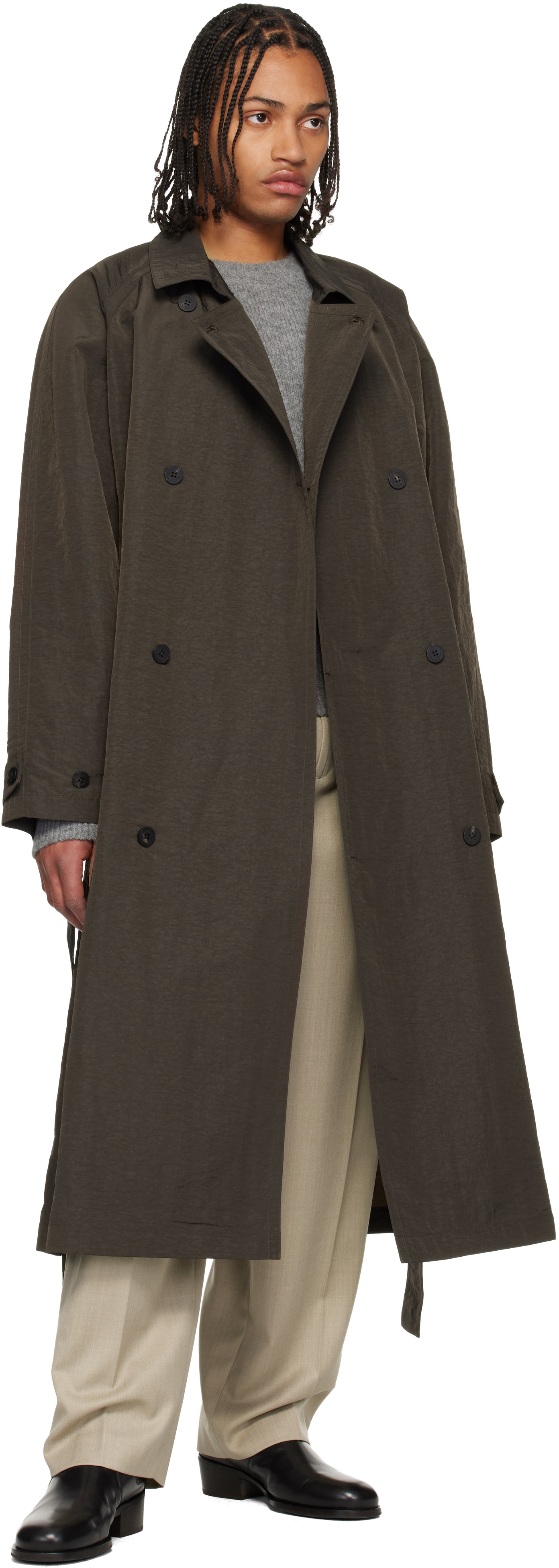LE17SEPTEMBRE: Brown Crisp Raglan Trench Coat | SSENSE