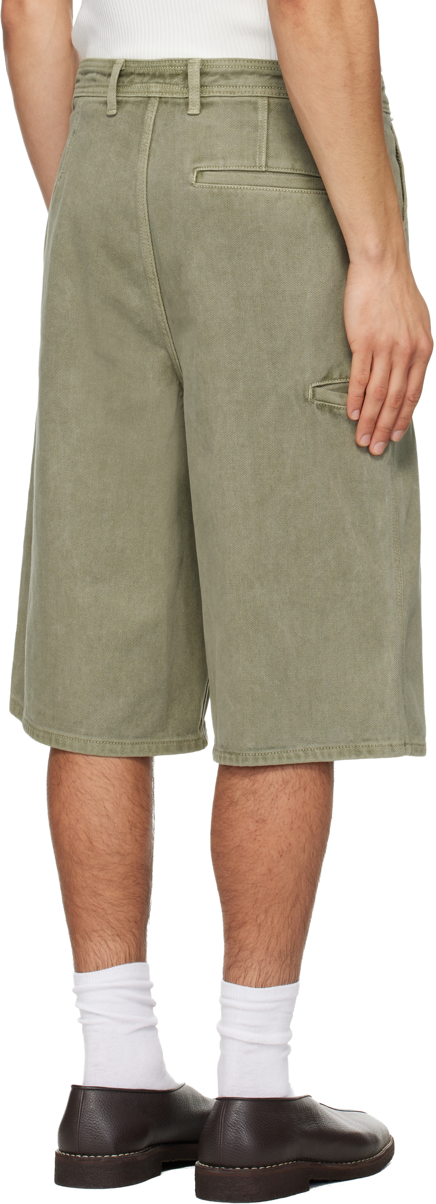LE17SEPTEMBRE - Short teint en plongée vert en denim