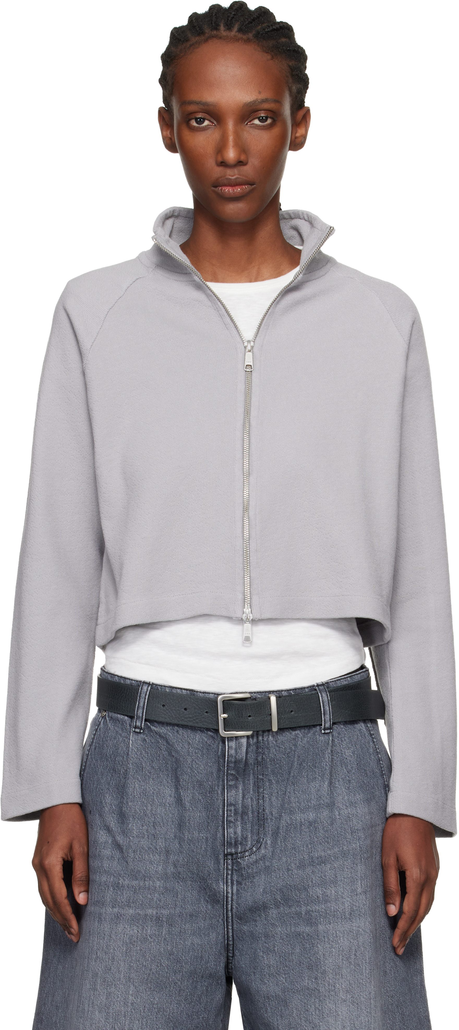 mfpen: Gray Cropped Leisure Zip Up Track Jacket | SSENSE