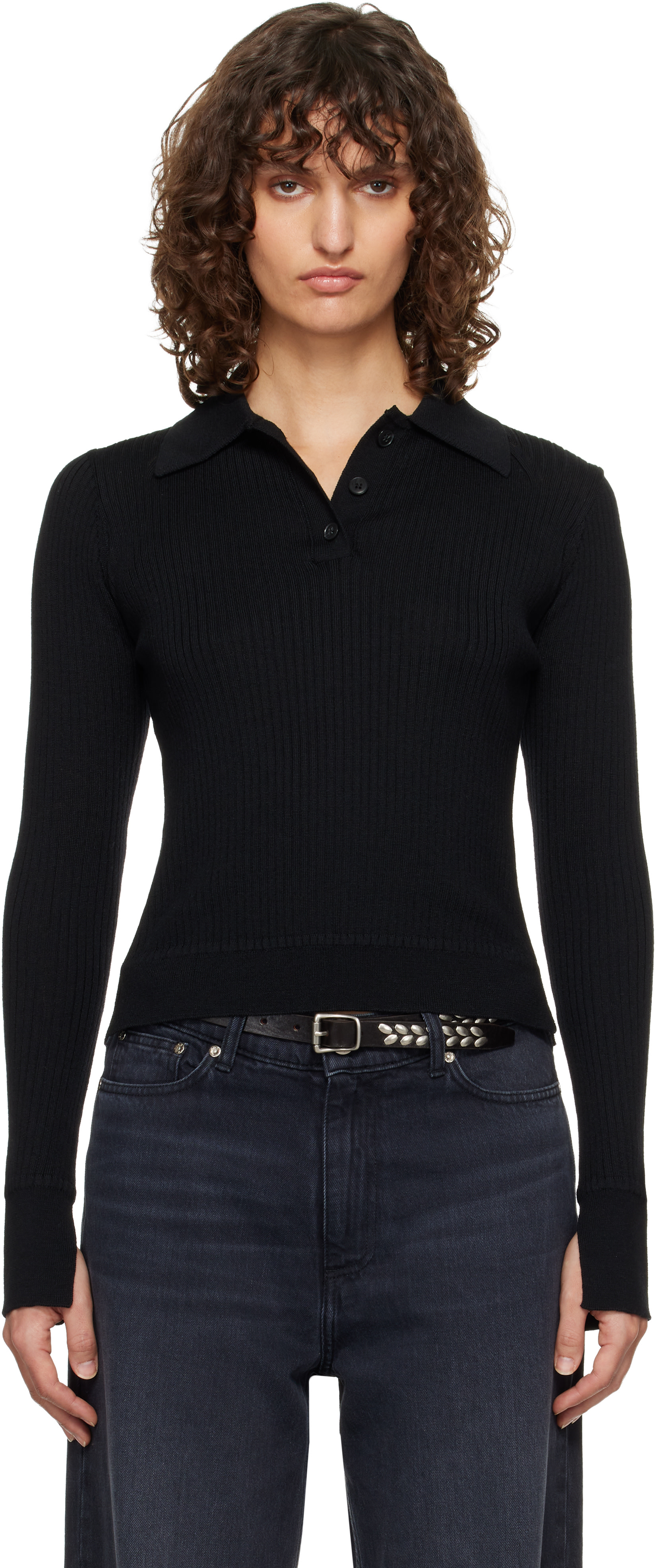 mfpen - Black Partial Placket Polo