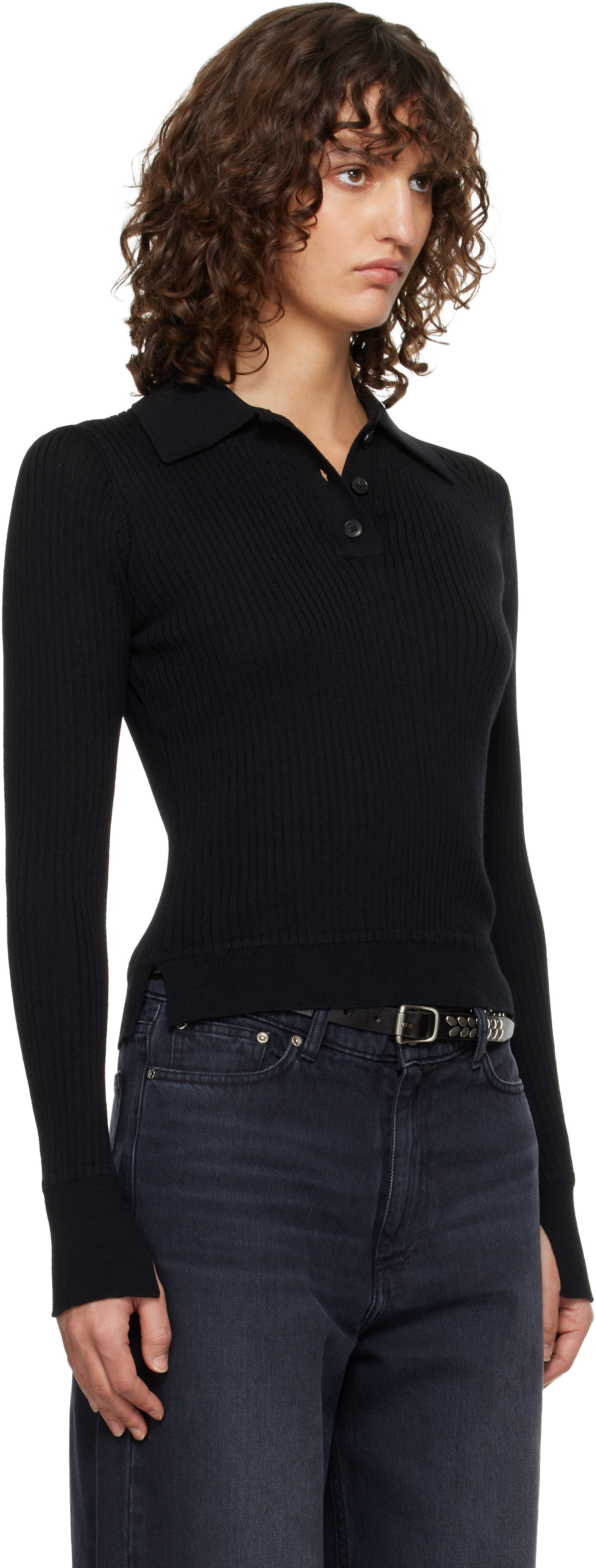 mfpen - Black Partial Placket Polo