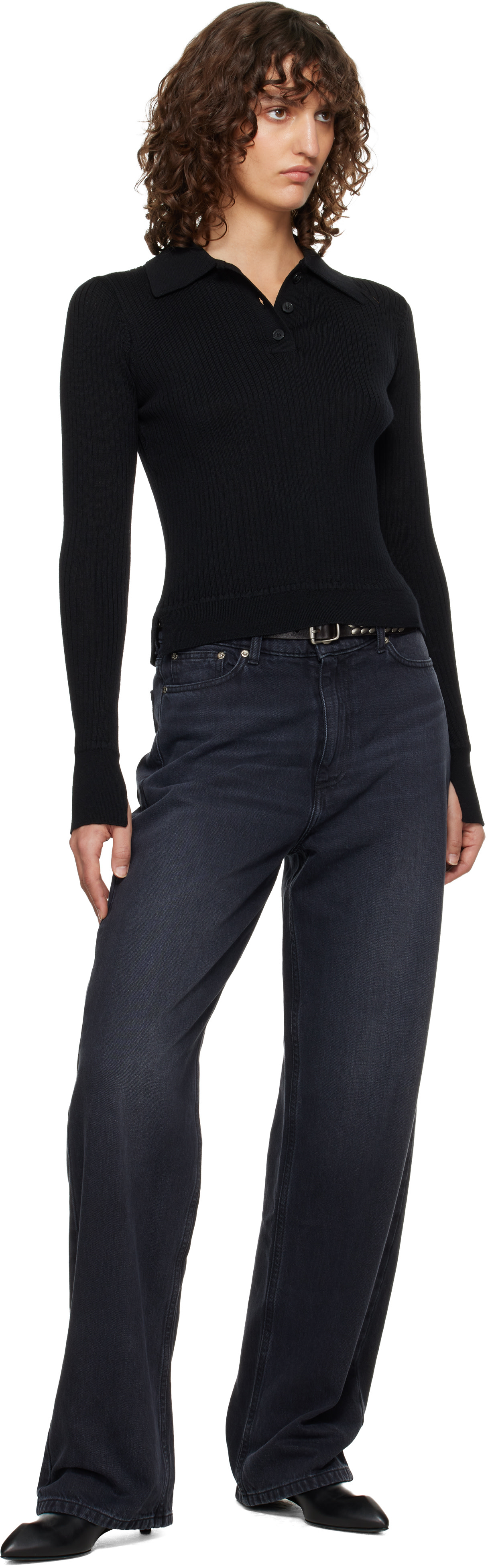 mfpen - Black Partial Placket Polo