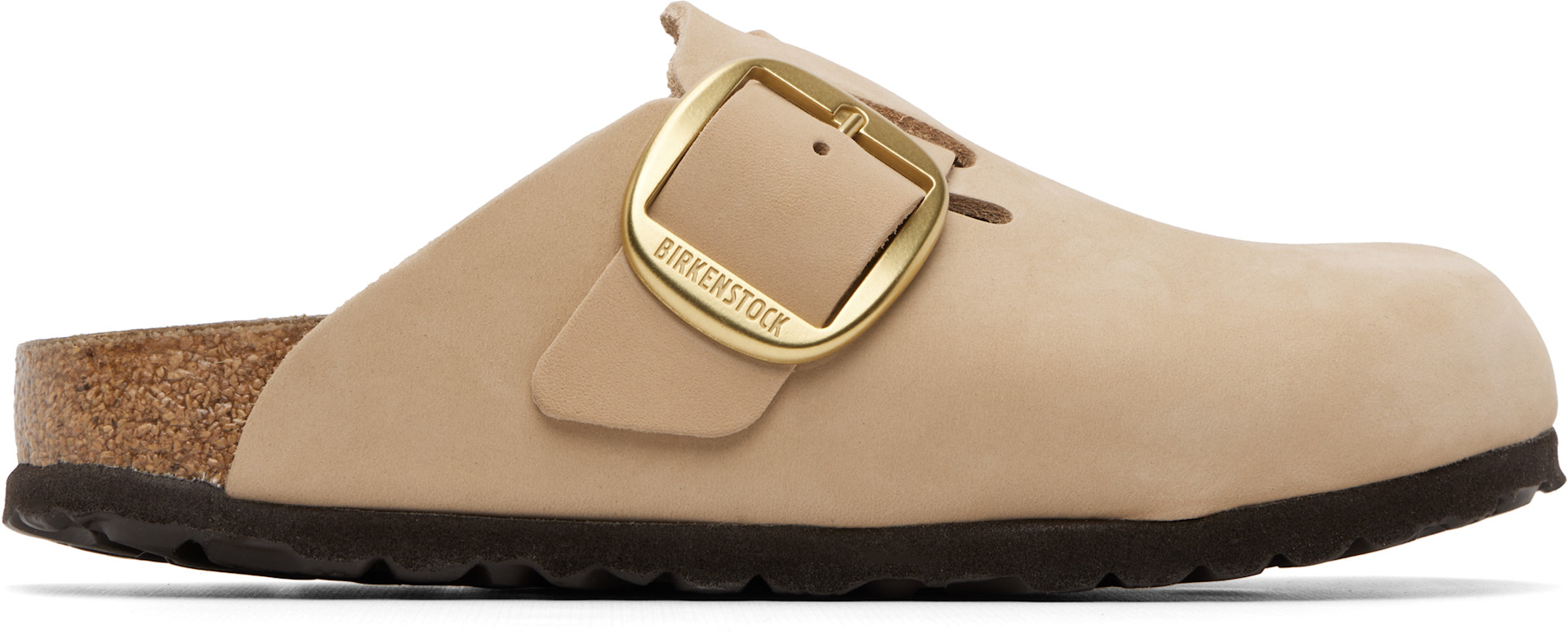 Birkenstock: Beige Narrow Boston Big Buckle Slip-on Loafers | SSENSE