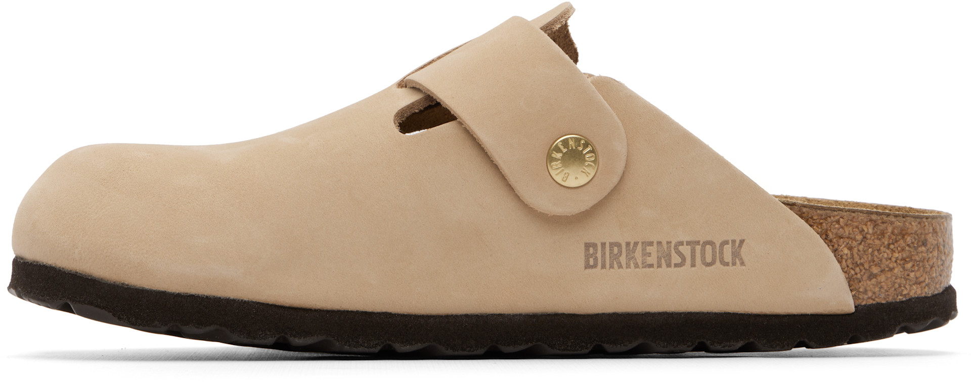 Birkenstock: Beige Narrow Boston Big Buckle Slip-on Loafers | SSENSE