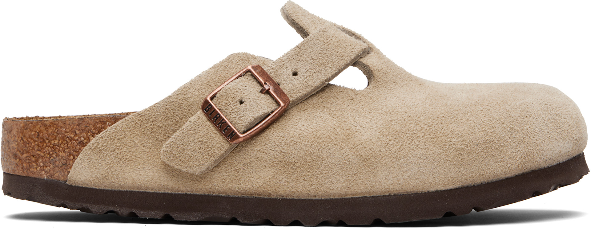 Birkenstock: トープ Boston Soft Footbed ナロー クロッグ | SSENSE 日本