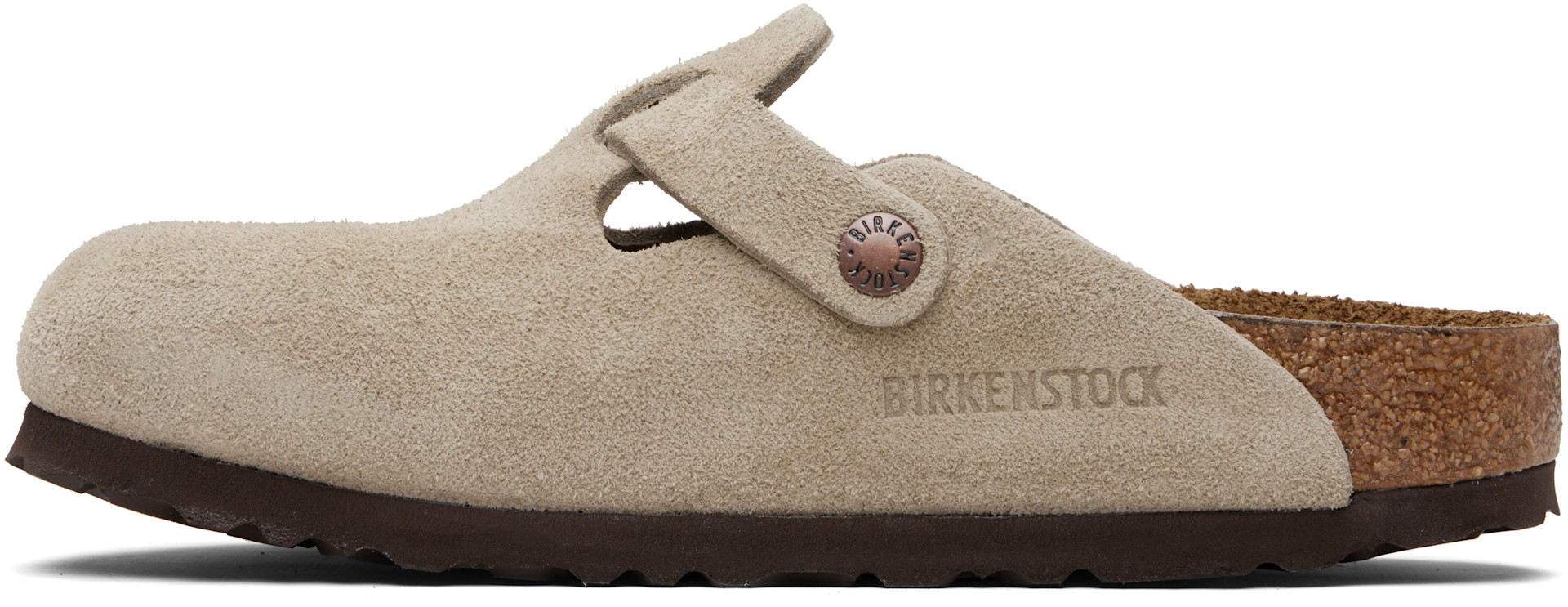 Birkenstock: トープ Boston Soft Footbed ナロー クロッグ | SSENSE 日本