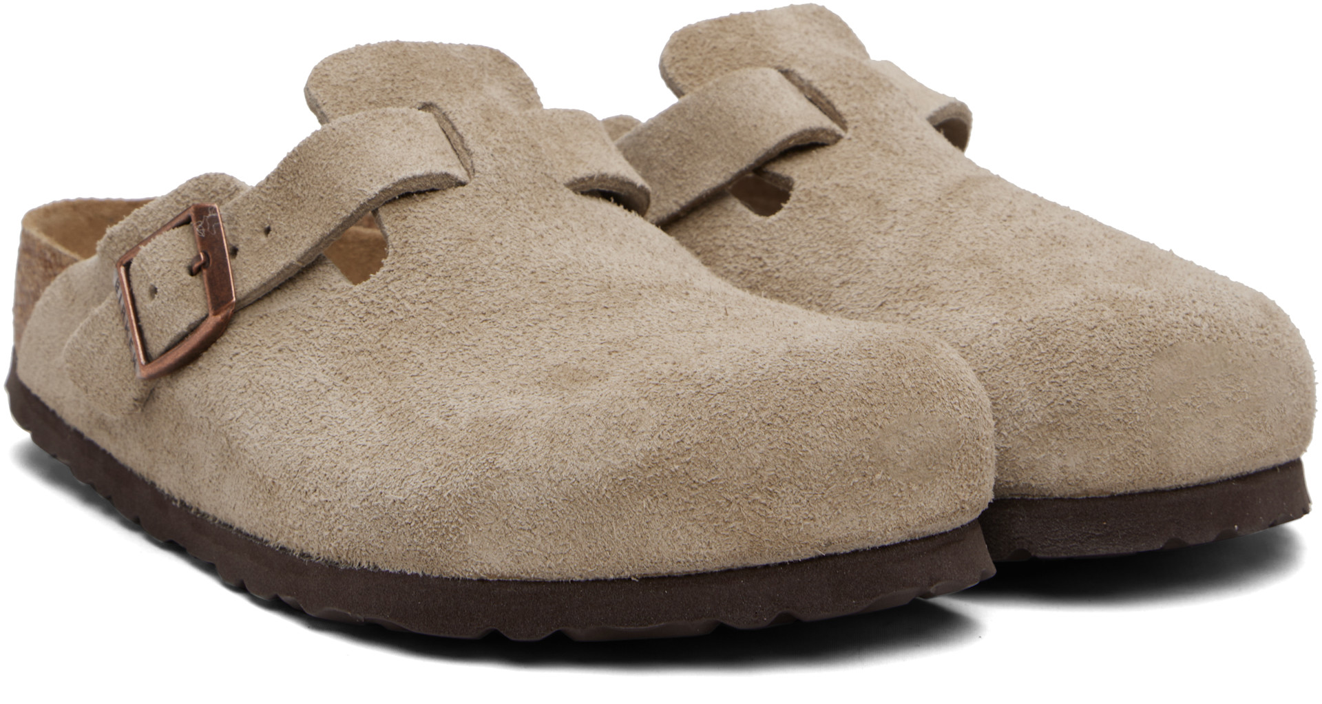 Birkenstock: トープ Boston Soft Footbed レギュラー クロッグ
