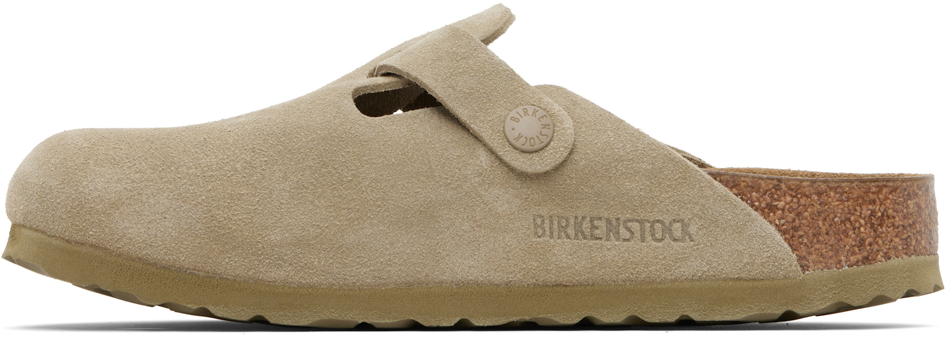 Birkenstock: Khaki Narrow Boston Slip-on Loafers | SSENSE