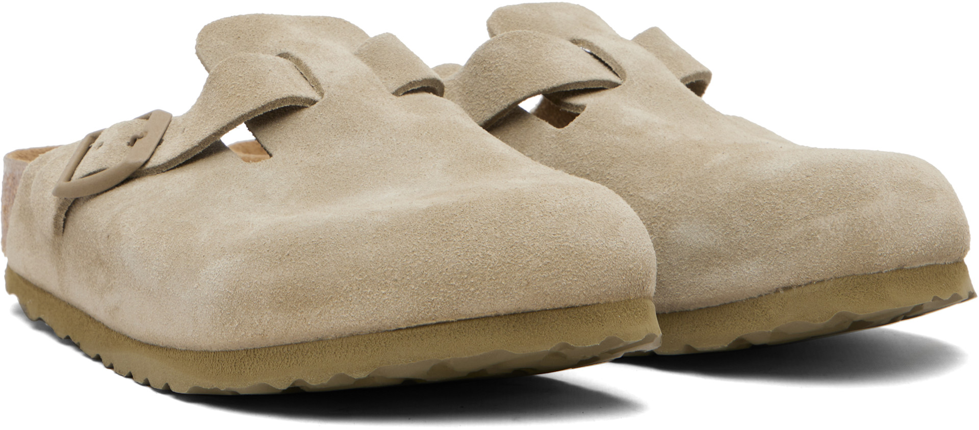 Birkenstock: Khaki Narrow Boston Slip-on Loafers | SSENSE