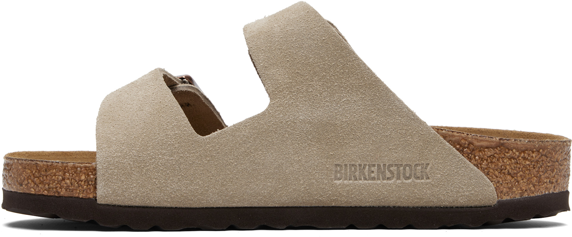 Birkenstock: トープ Arizona レギュラー スエード レザー サンダル