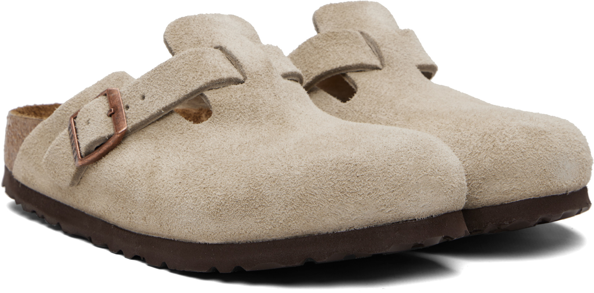 Birkenstock: トープ Boston Soft Footbed レギュラー クロッグ