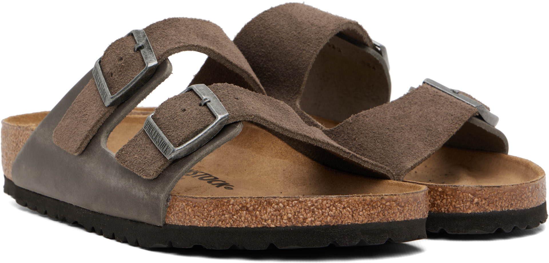 Birkenstock: Gray Regular Arizona Sandals | SSENSE