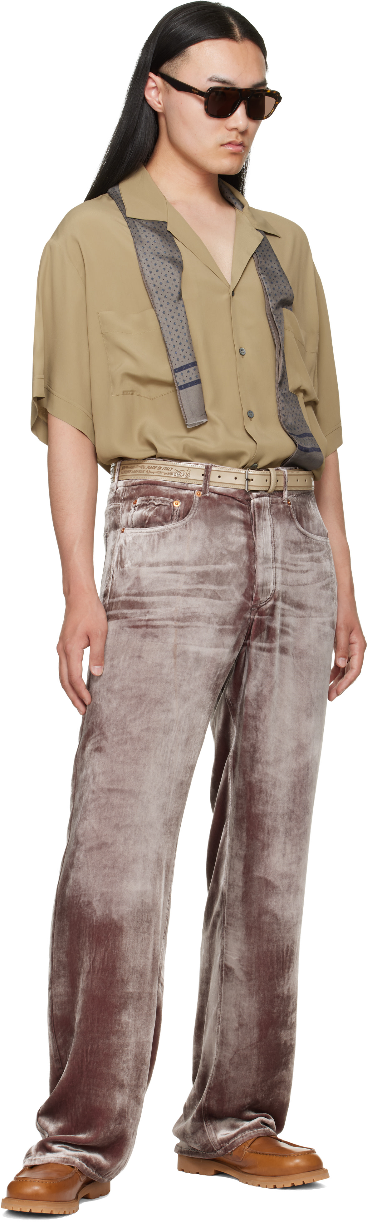 Magliano: Pink Laser Flattone Silk Jeans | SSENSE
