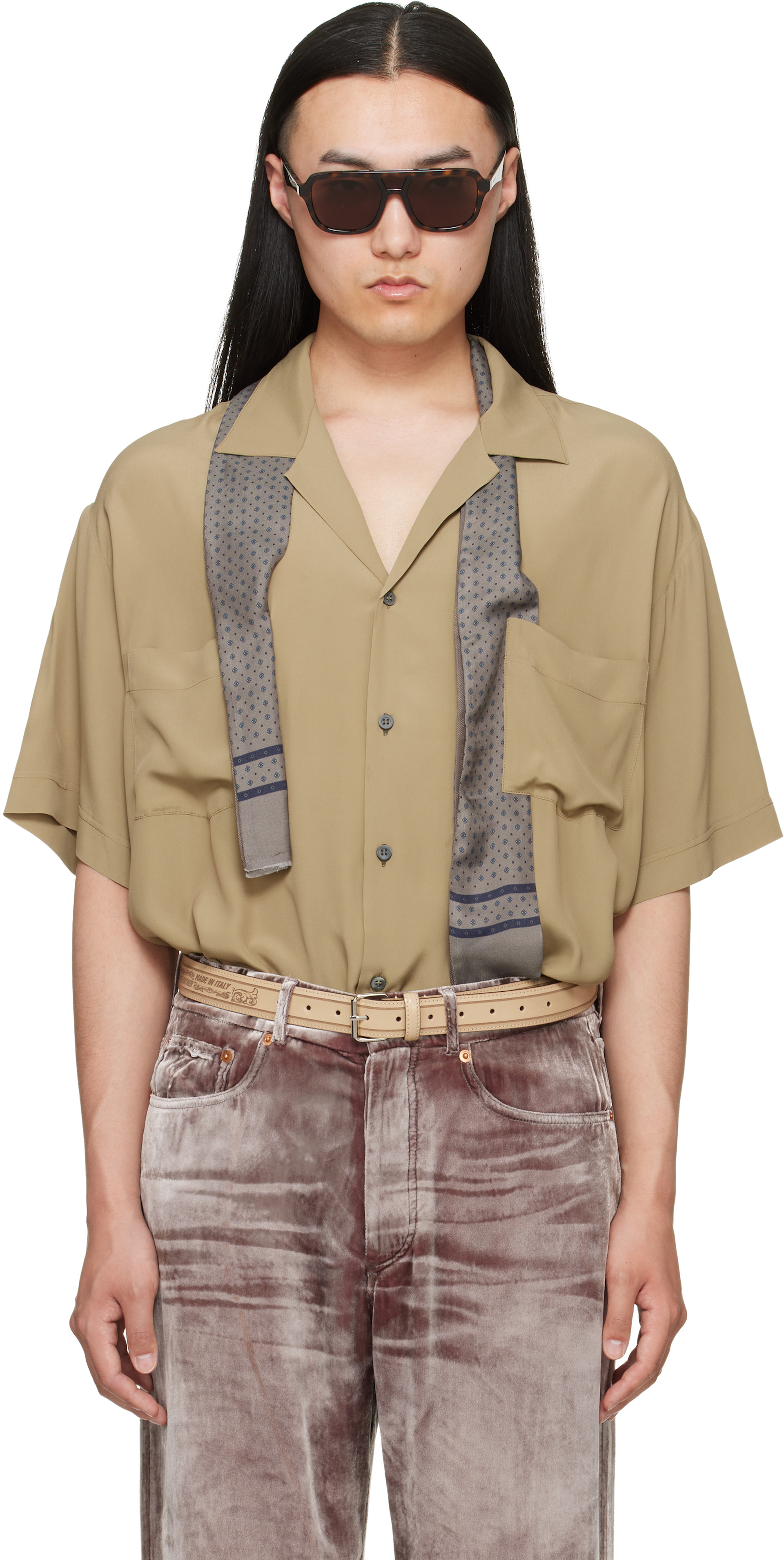 magliano　シャツ Magliano: Beige Pasolini Short Sleeve Shirt | SSENSE