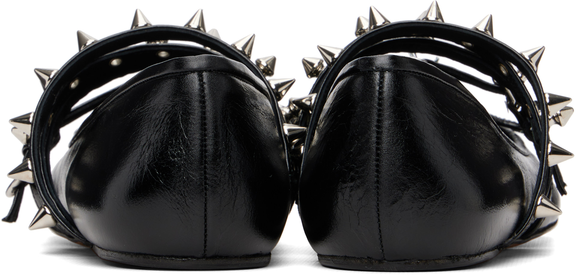 ABRA: Black Spike Ballerina Flats | SSENSE